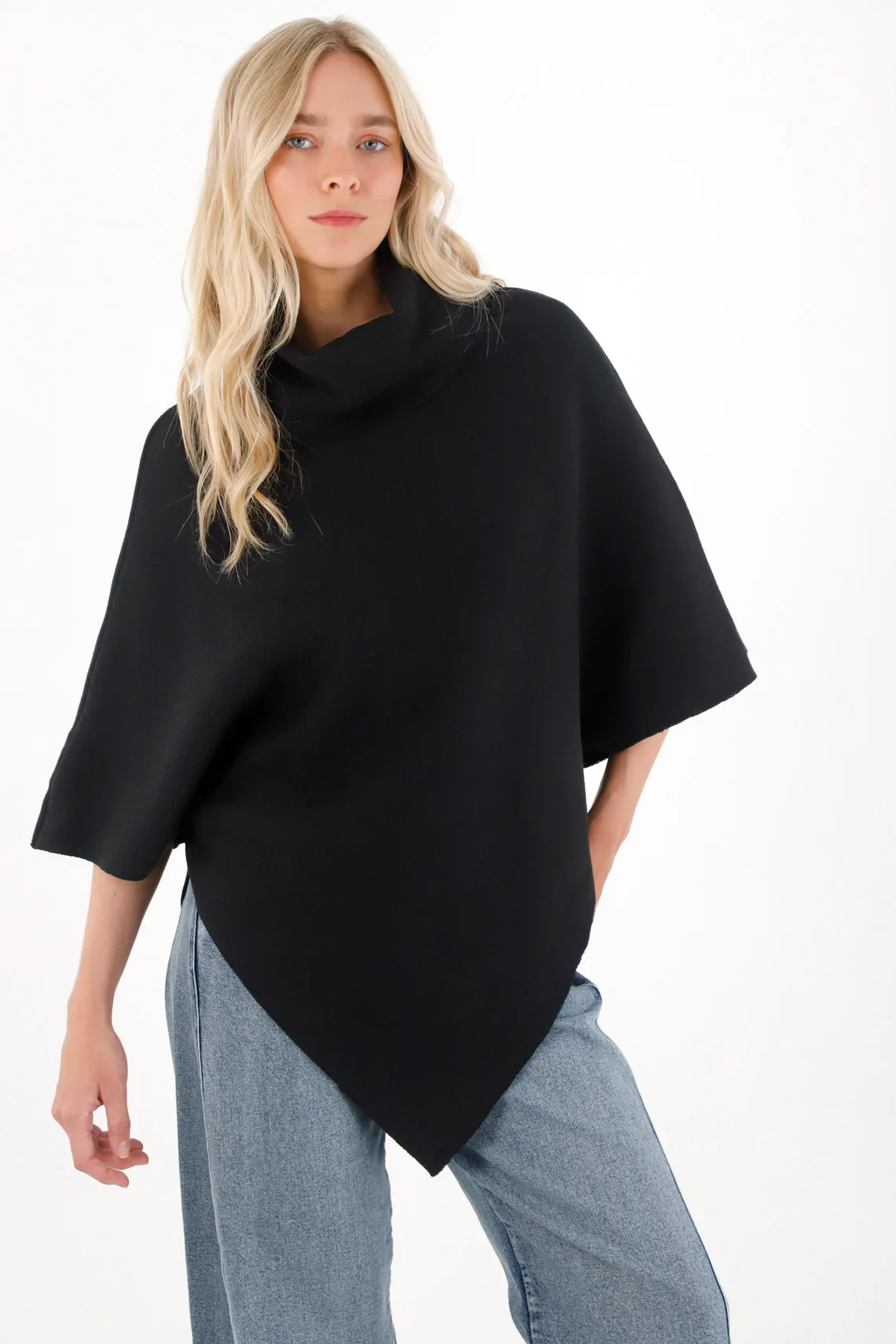High Neck Black Sweatshirt for Women