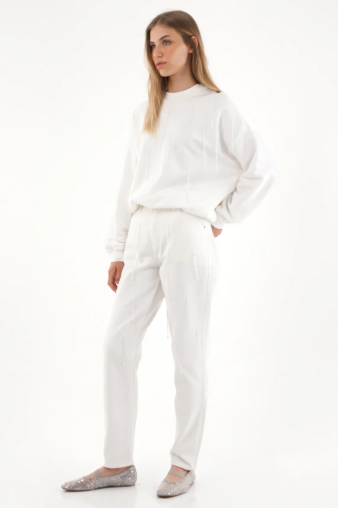 Fringe Sweatshirt with Accents for Women - Image 3