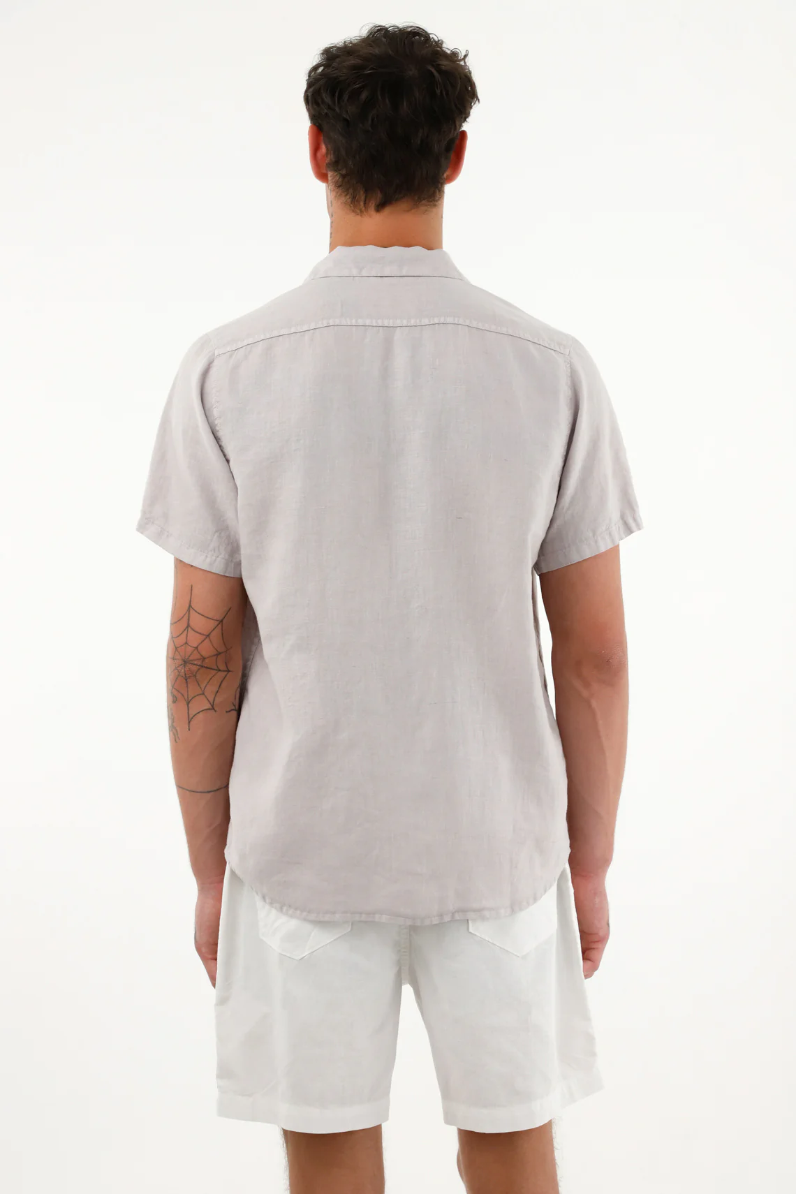 Gray Short Sleeve Linen Shirt for Men - Image 4