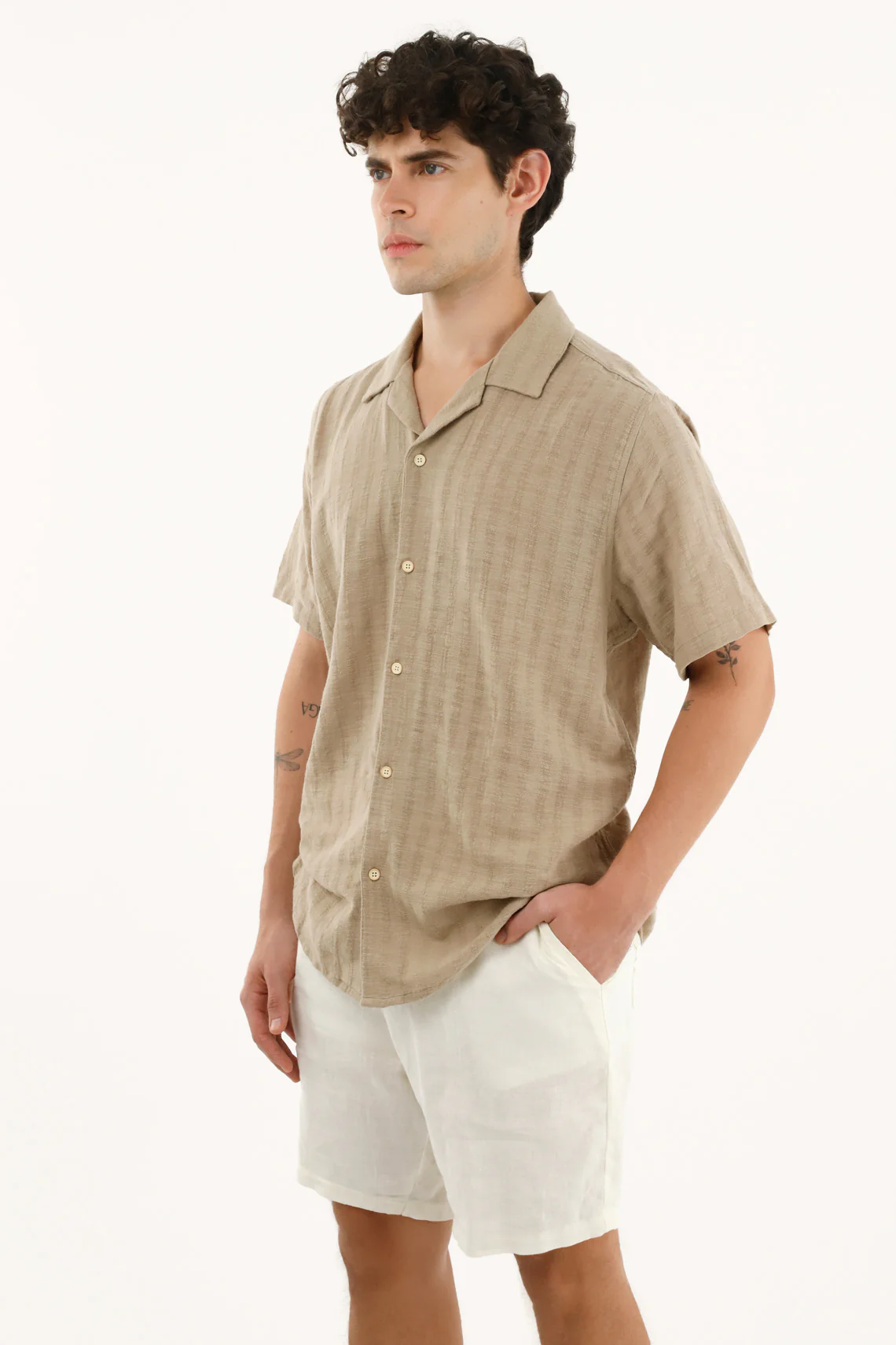 Men's Short Sleeve Brown Bowling Shirt - Image 2