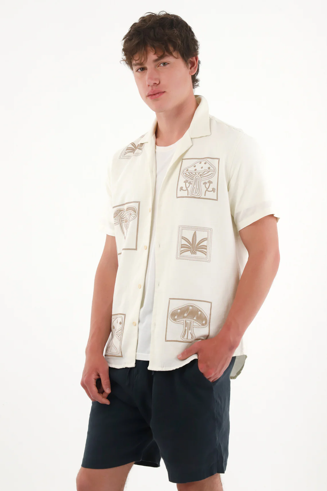 Men's Cream Bowling Shirt