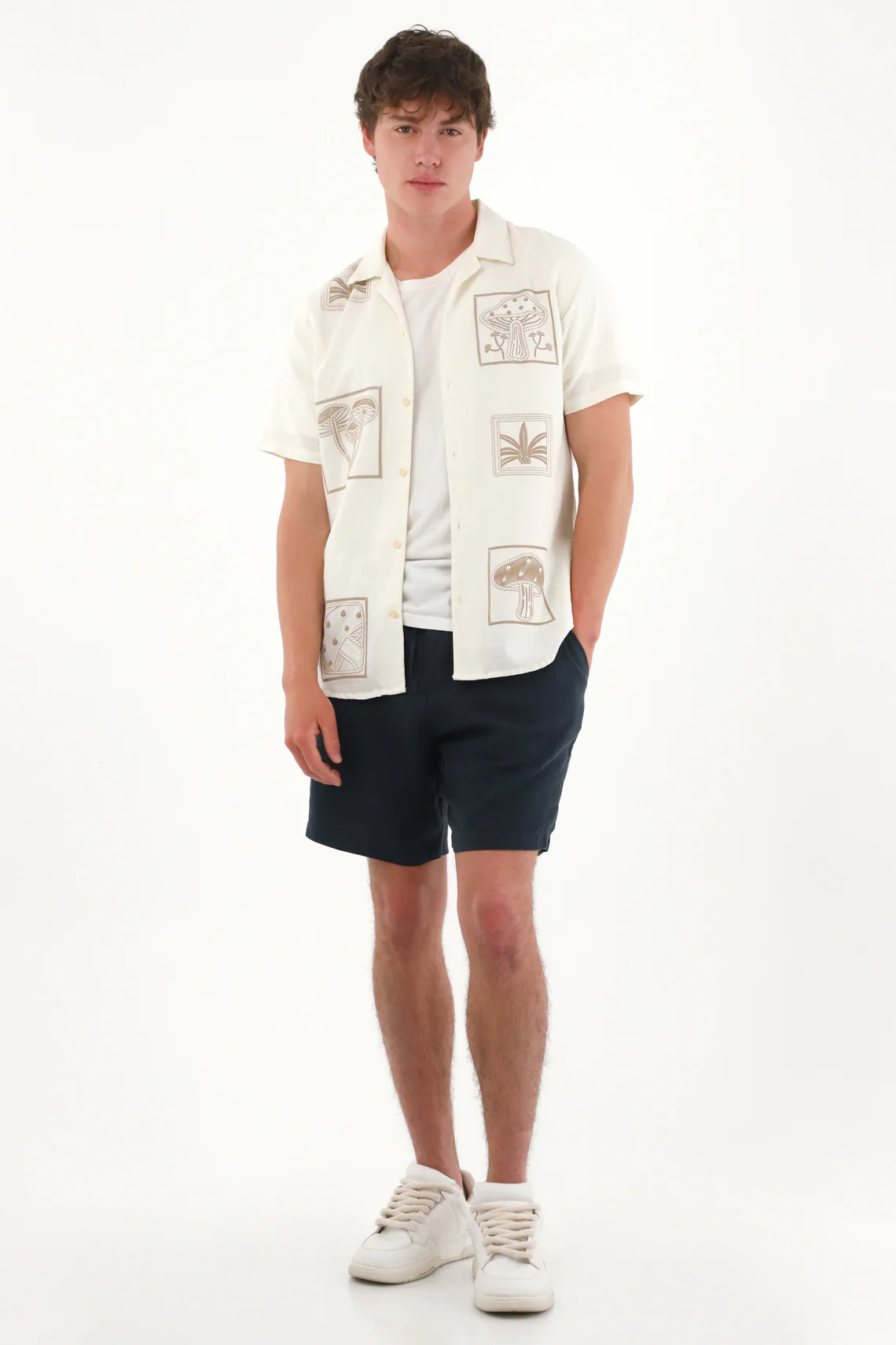 Men's Cream Bowling Shirt - Image 2