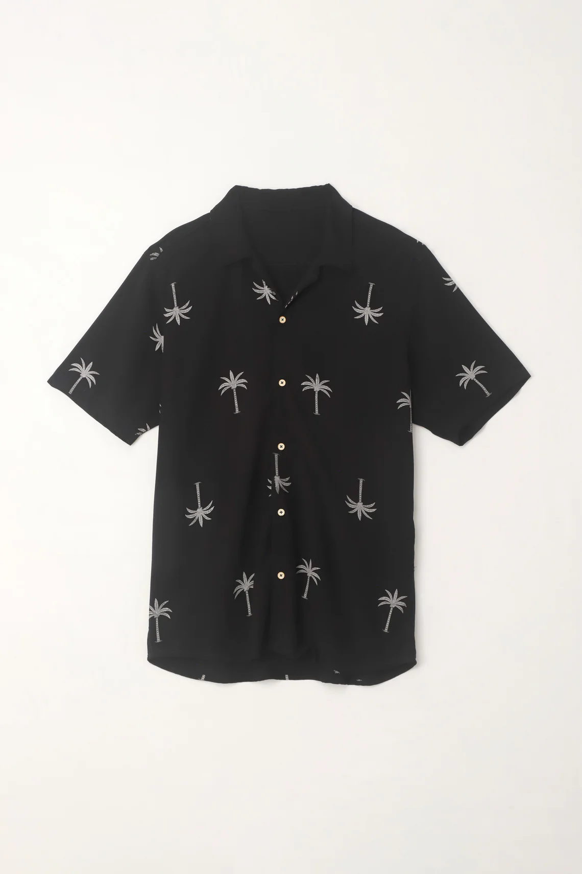 Linen-Look Palm Tree Design Shirt for Men