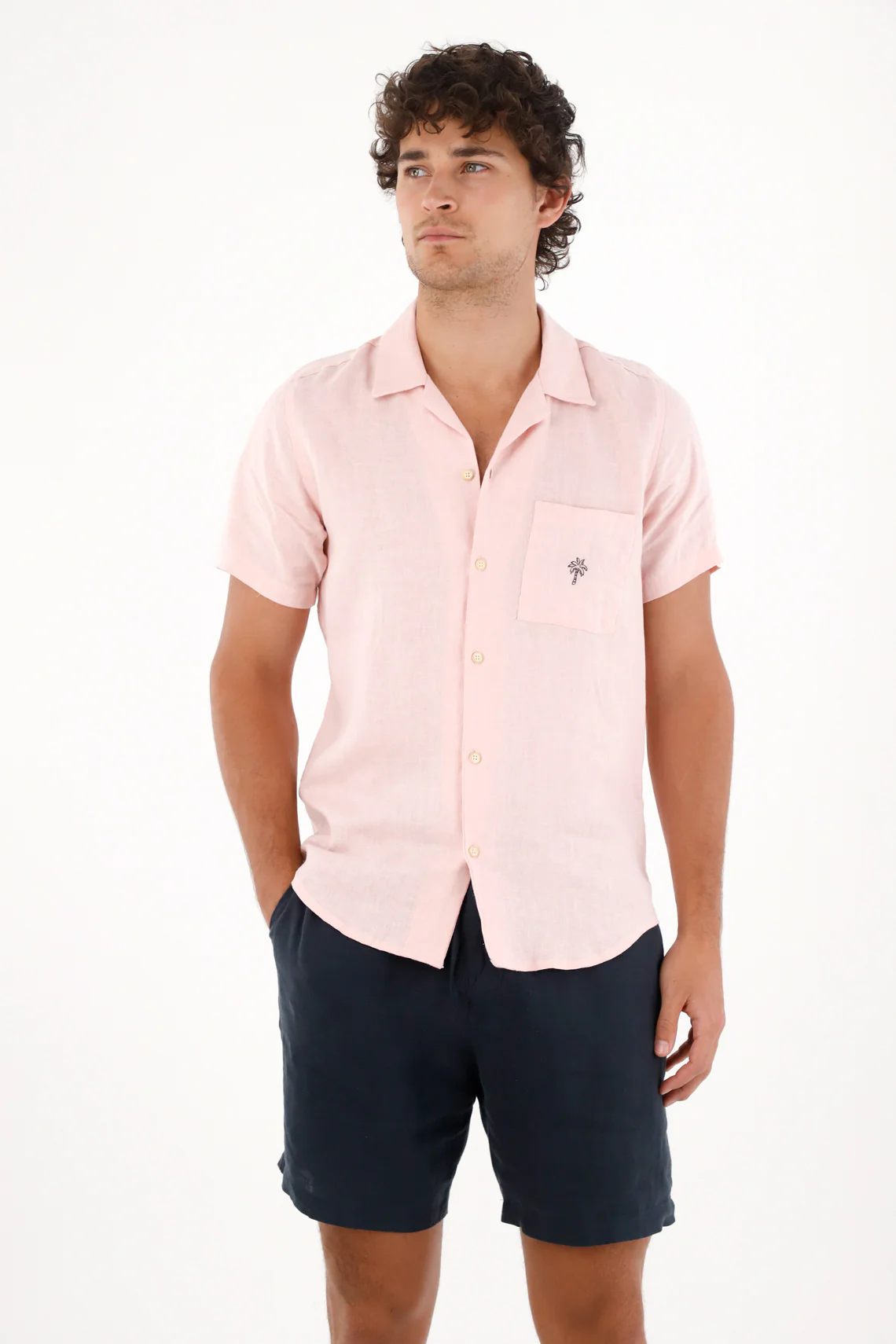 Men's 100% Linen Pink Shirt - Image 3