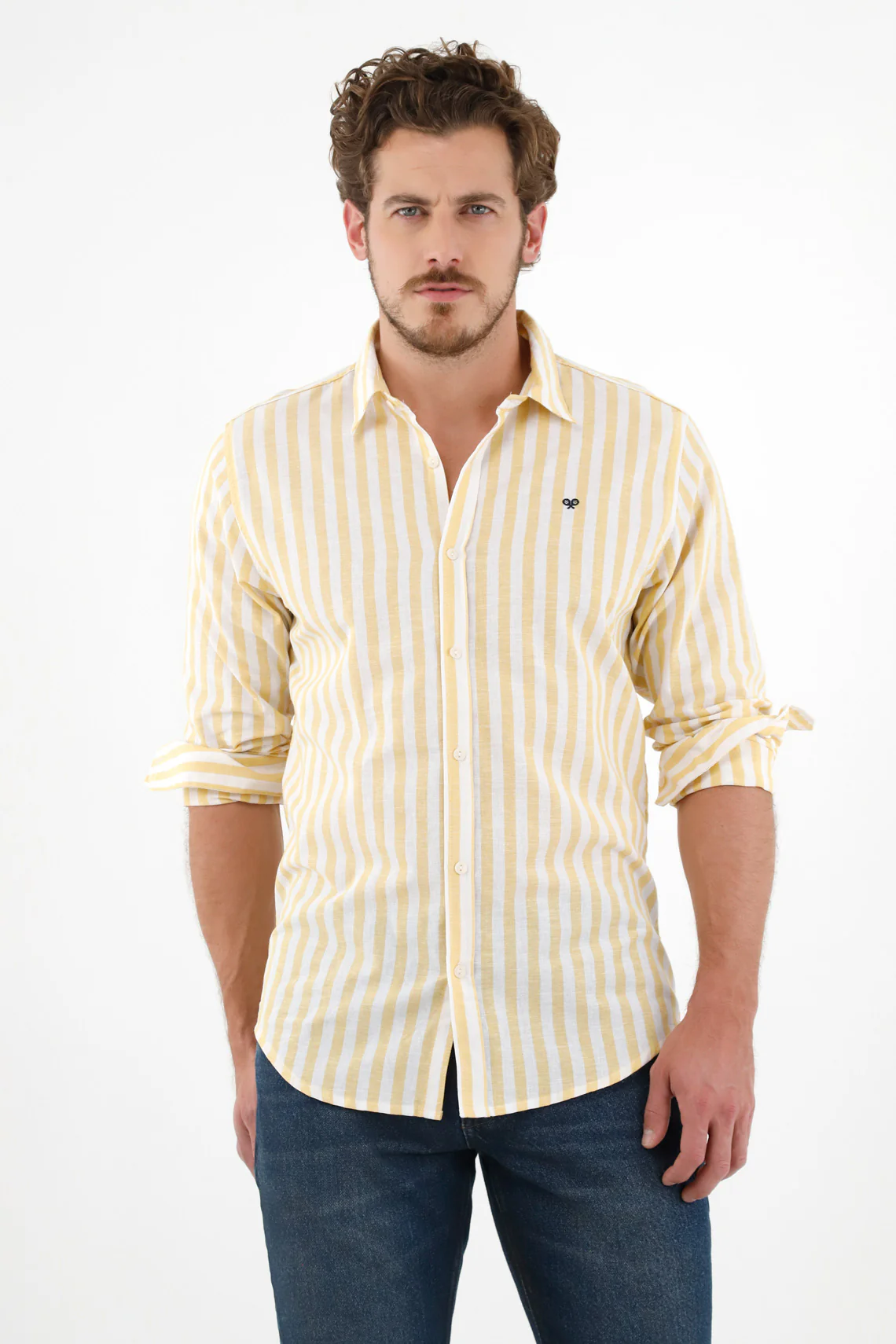 Men's Yellow Pre-dyed Striped Shirt - Image 3