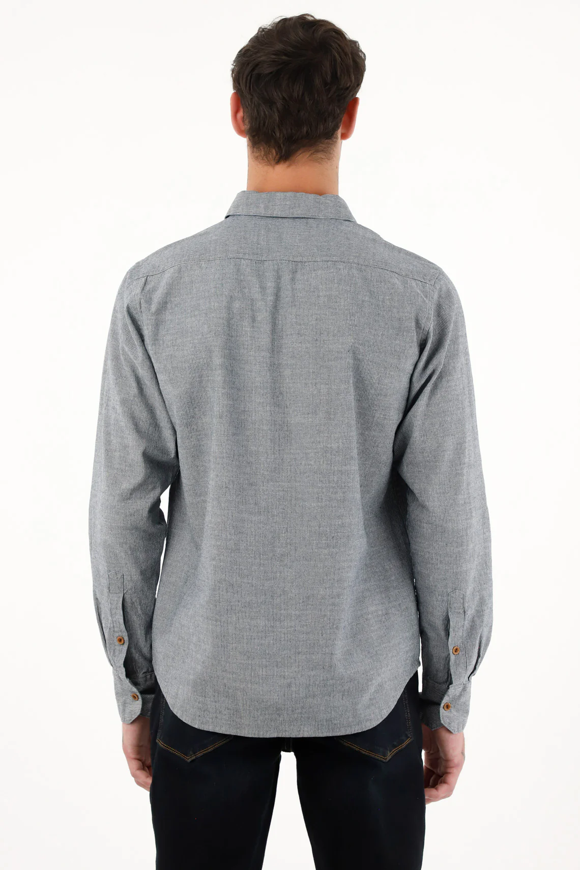Men's Striped Pre-Washed Blue Shirt - Image 4