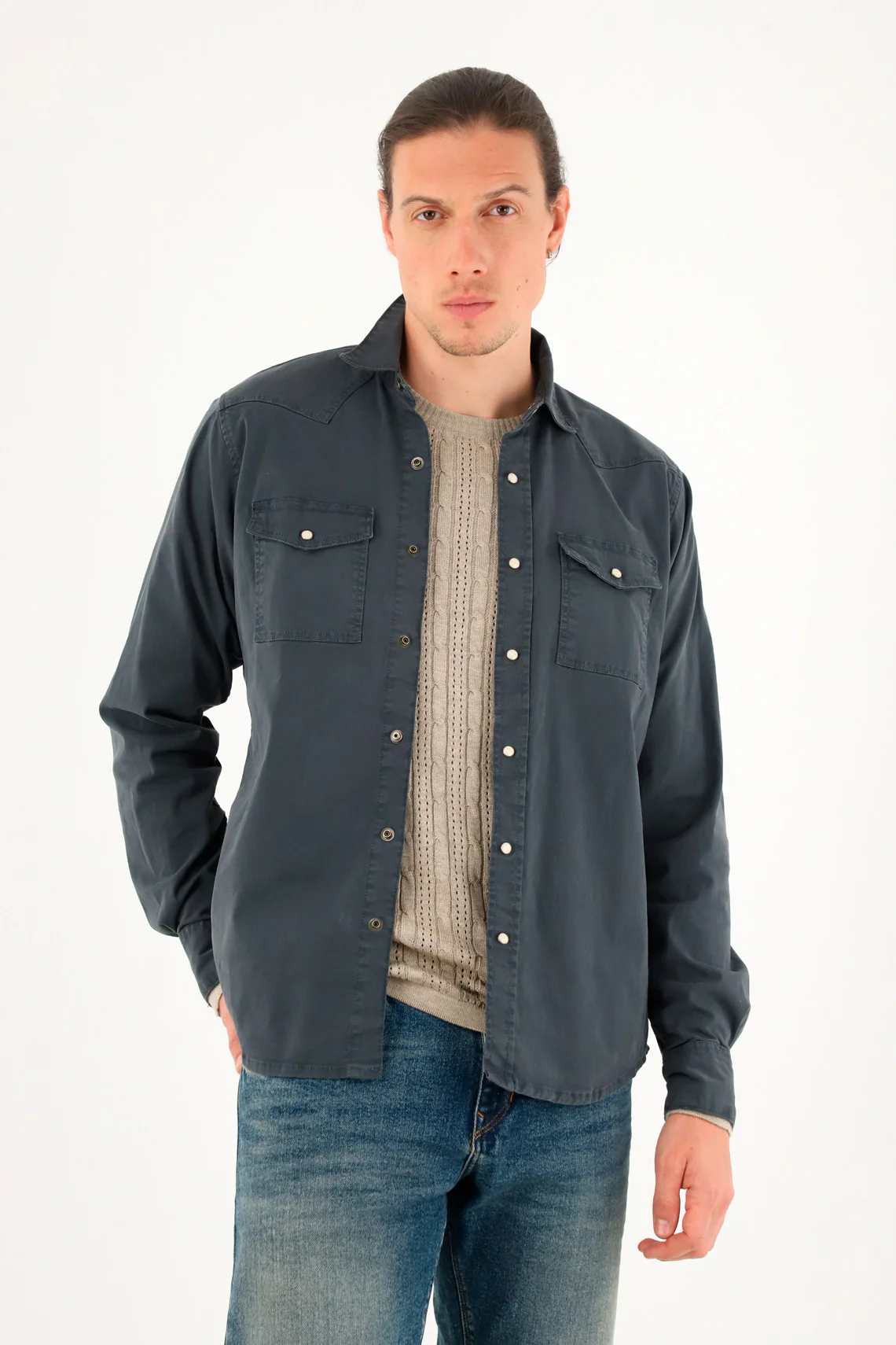 Men's blue long sleeve shirt - Image 2