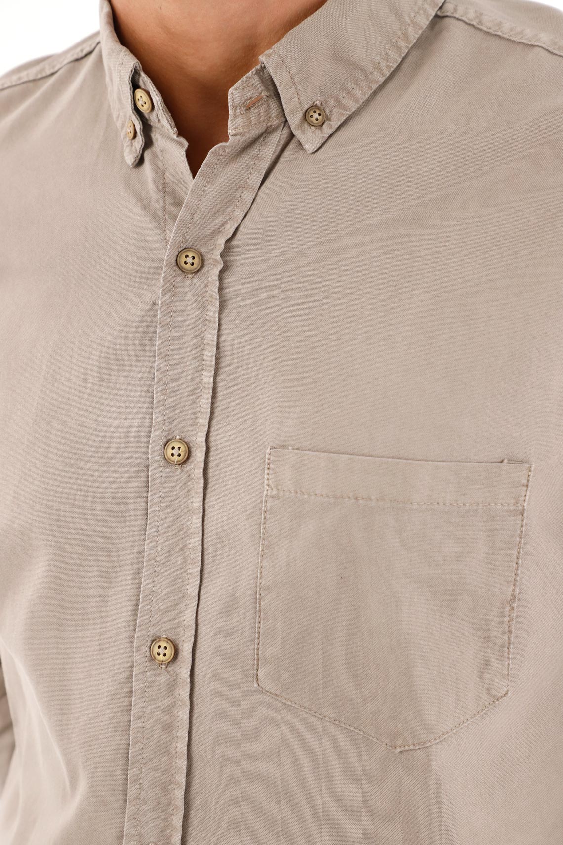 Men's Brown Long Sleeve Oxford Shirt - Image 3