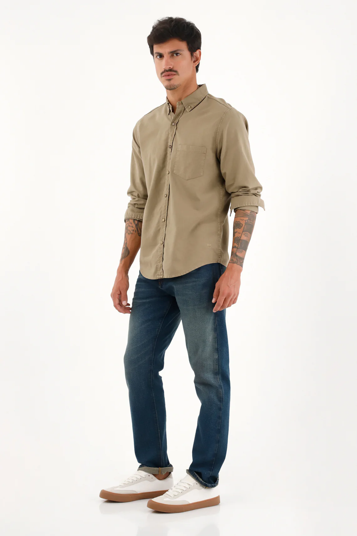 Men's Long Sleeve Brown Oxford Shirt - Image 2