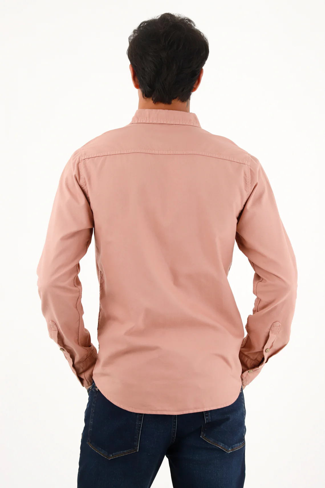 Men's Pink Long Sleeve Oxford Shirt - Image 4