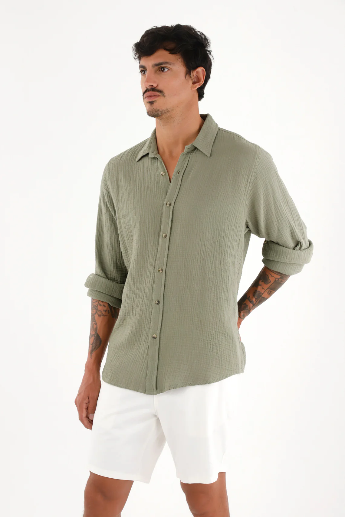 Men's Long Sleeve Green Shirt