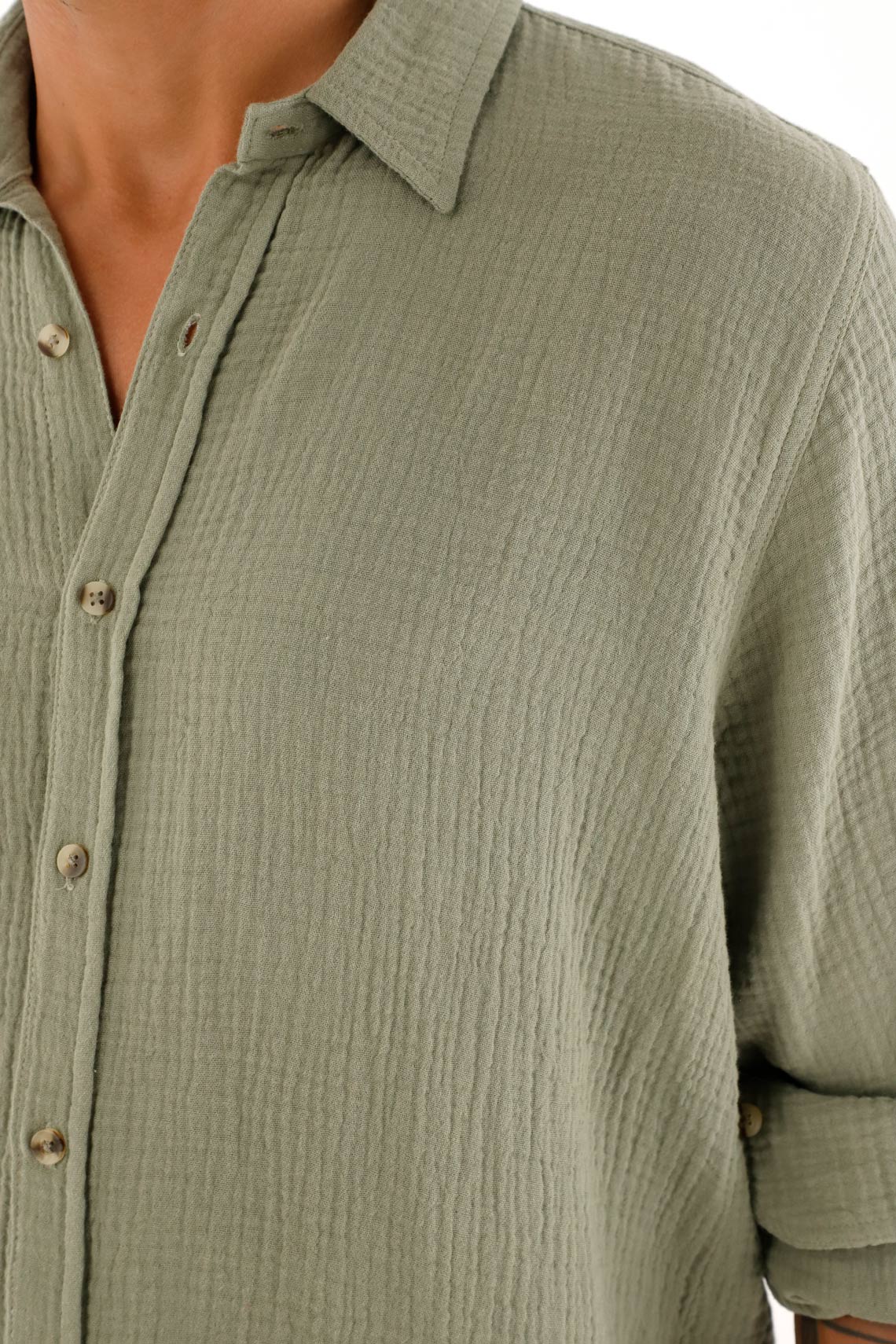 Men's Long Sleeve Green Shirt - Image 3