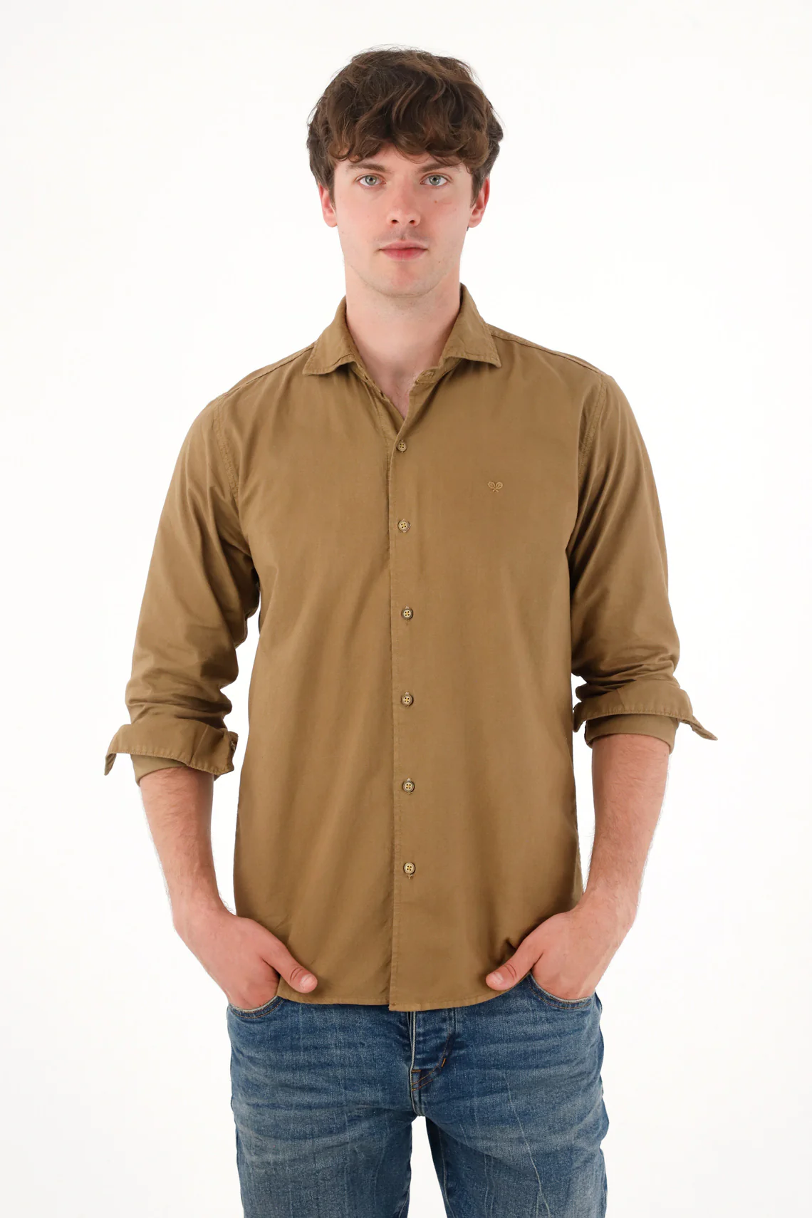 Men's Long Sleeve Brown Shirt - Image 2