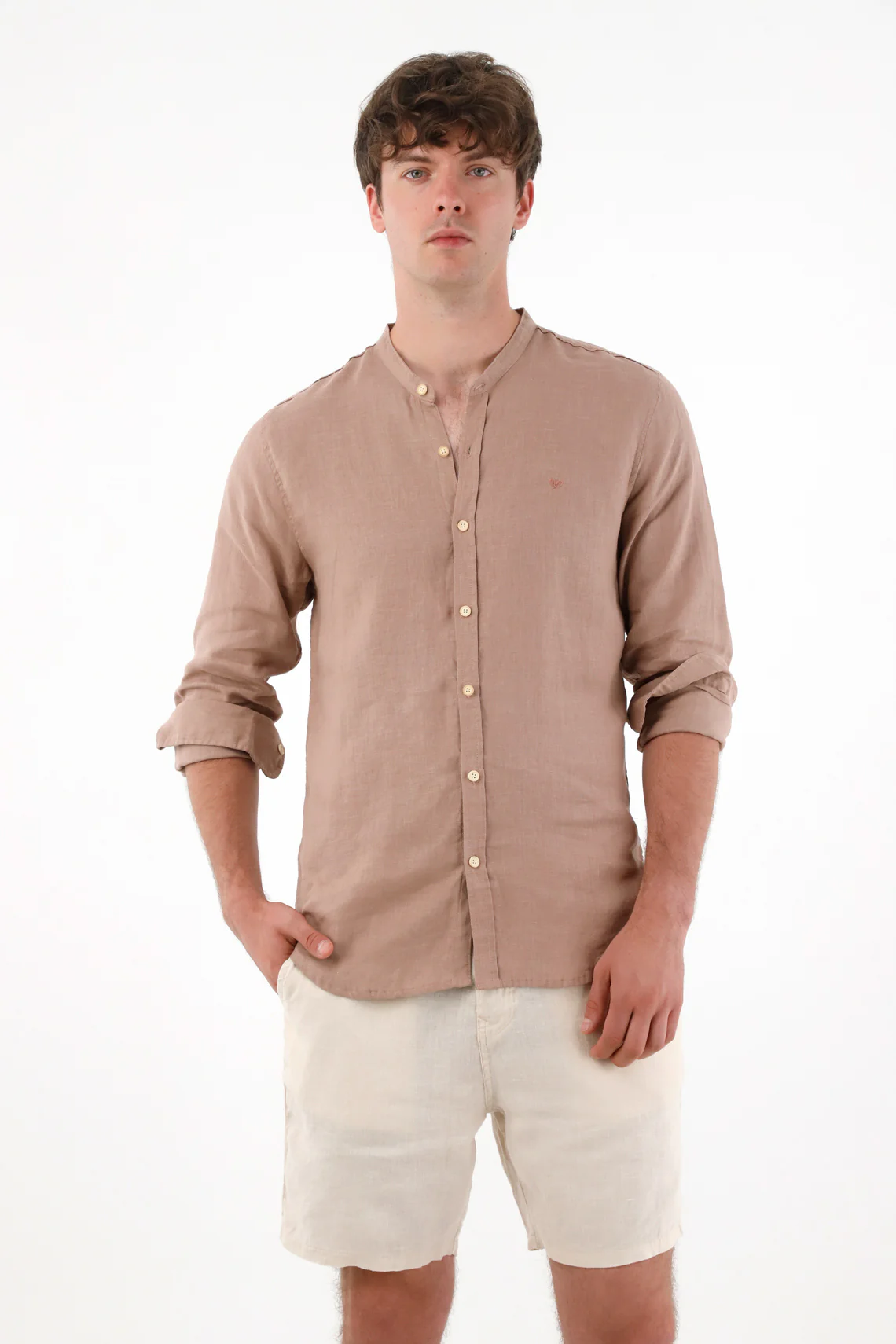 Men's Short Sleeve Striped Shirt in Cream