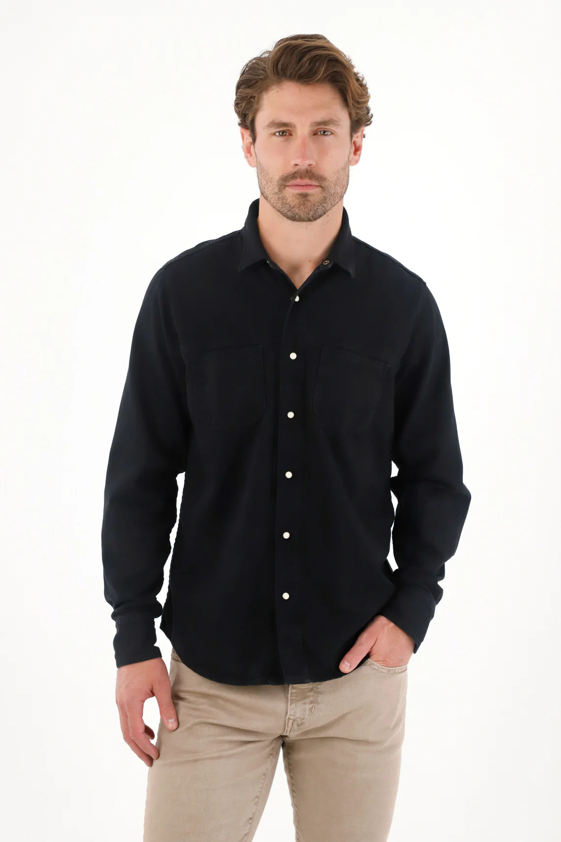 Lightweight Black Long Sleeve Shirt for Men