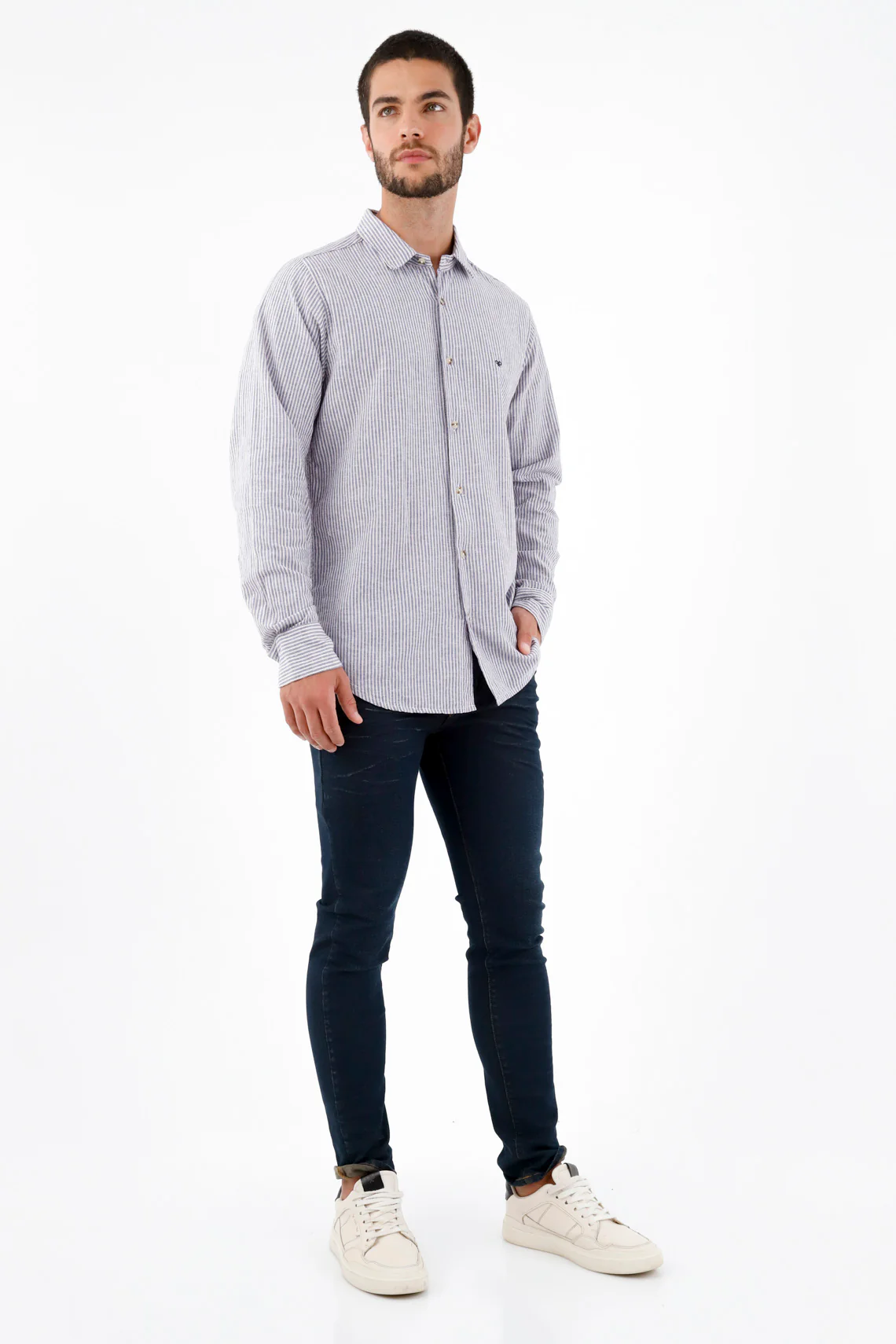 Men's Blue Pre-dyed Shirt - Image 2