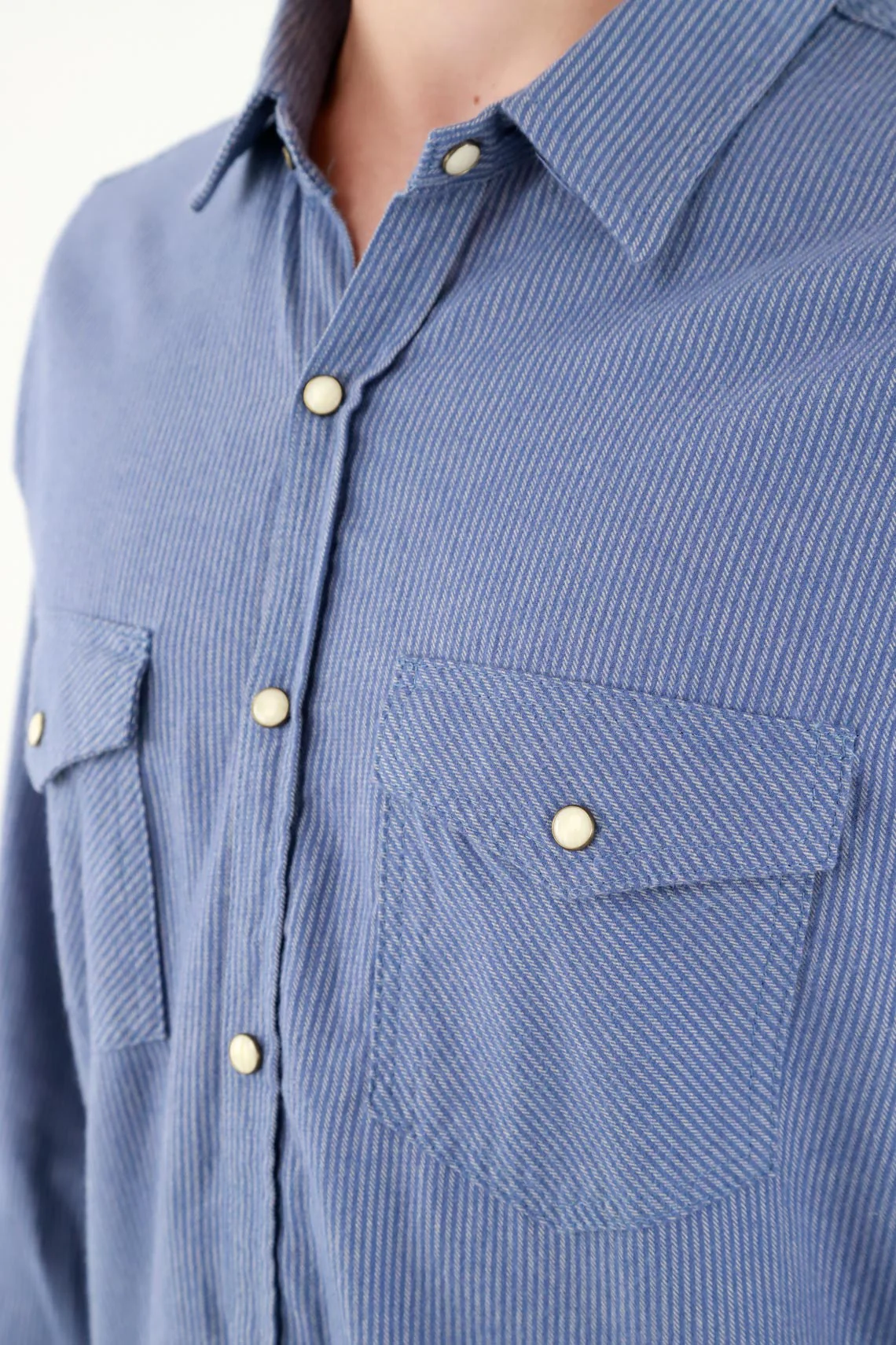 Men's Blue Long Sleeve Shirt - Image 3