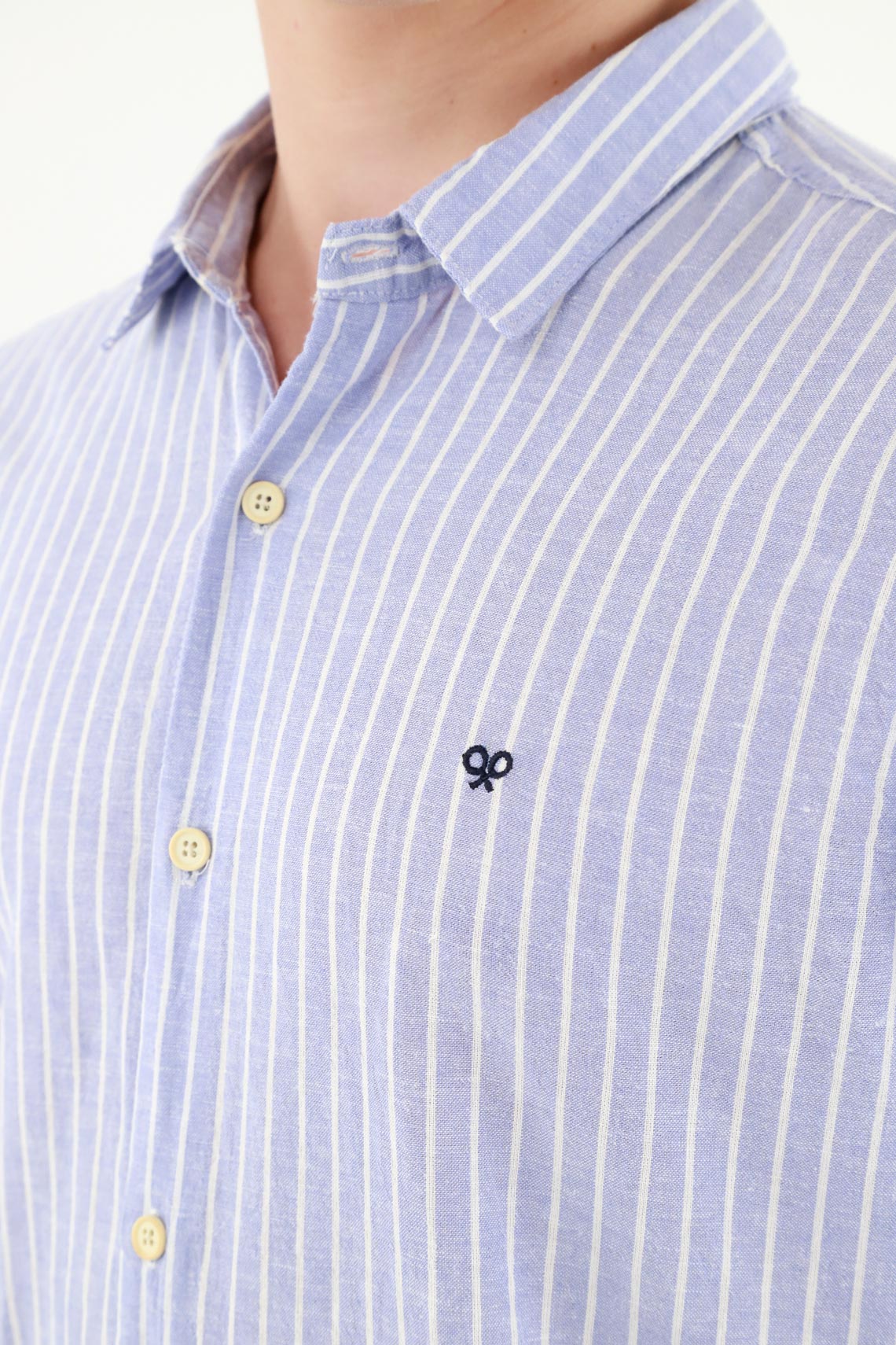 Men's Blue French Collar Shirt - Image 2