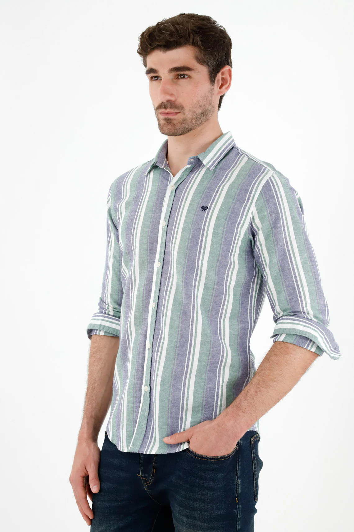 Men's Multicolor Striped Shirt - Image 2