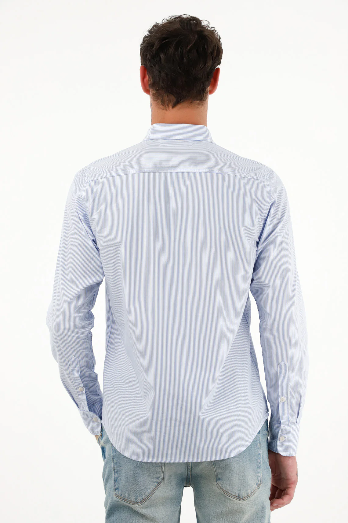 Striped Blue Dress Shirt for Men - Image 4