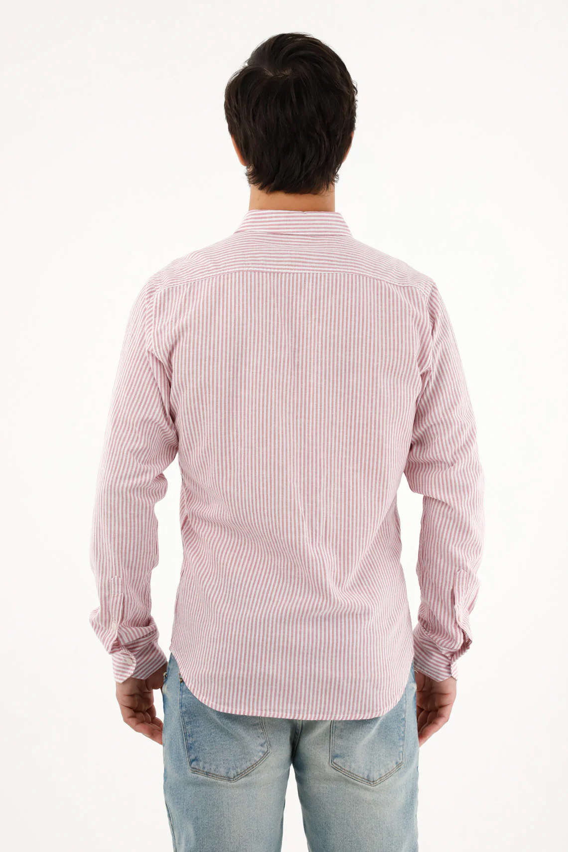 Men's long sleeve pink striped shirt - Image 4