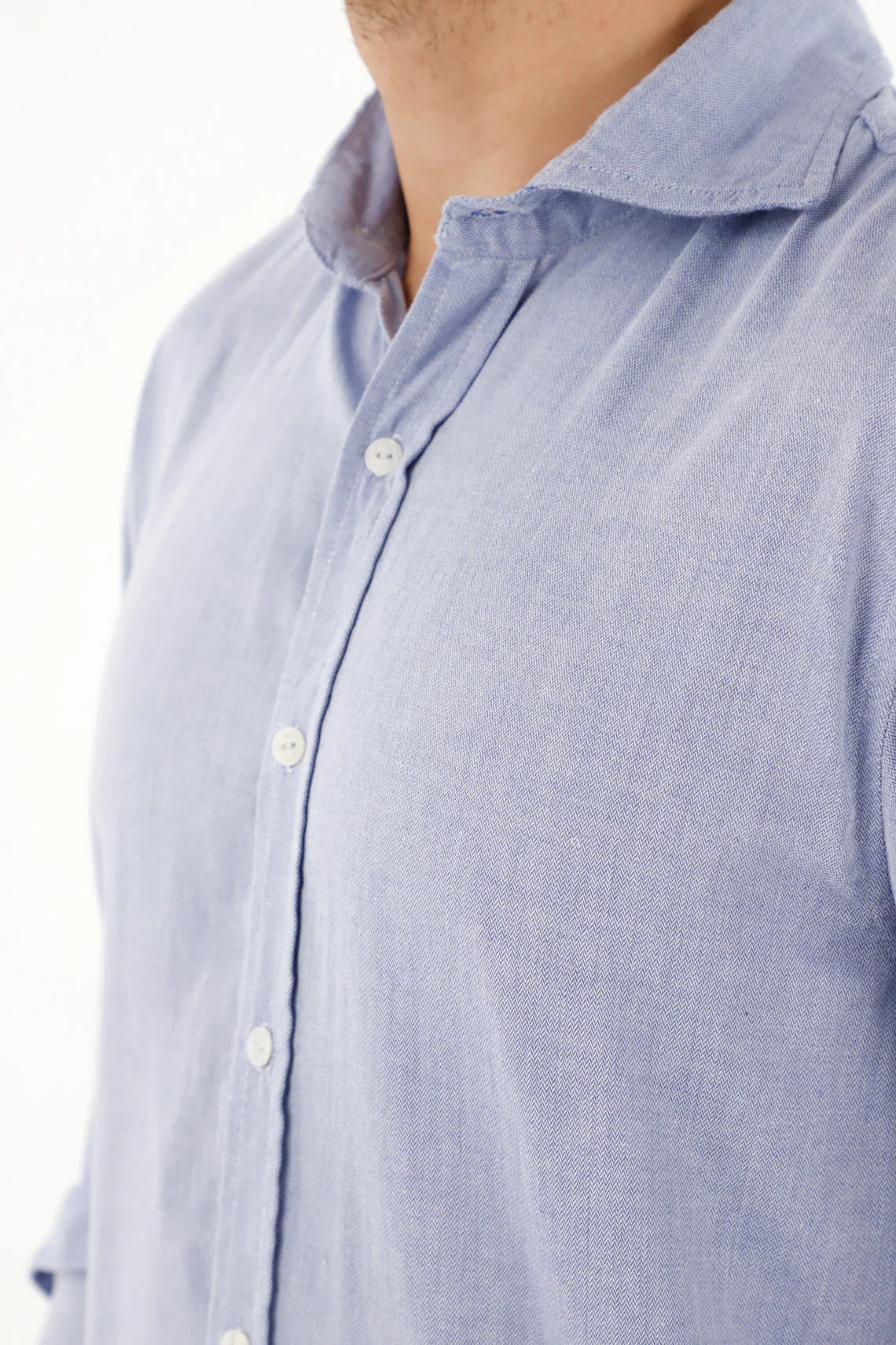Men's long sleeve blue pre-dyed shirt - Image 3