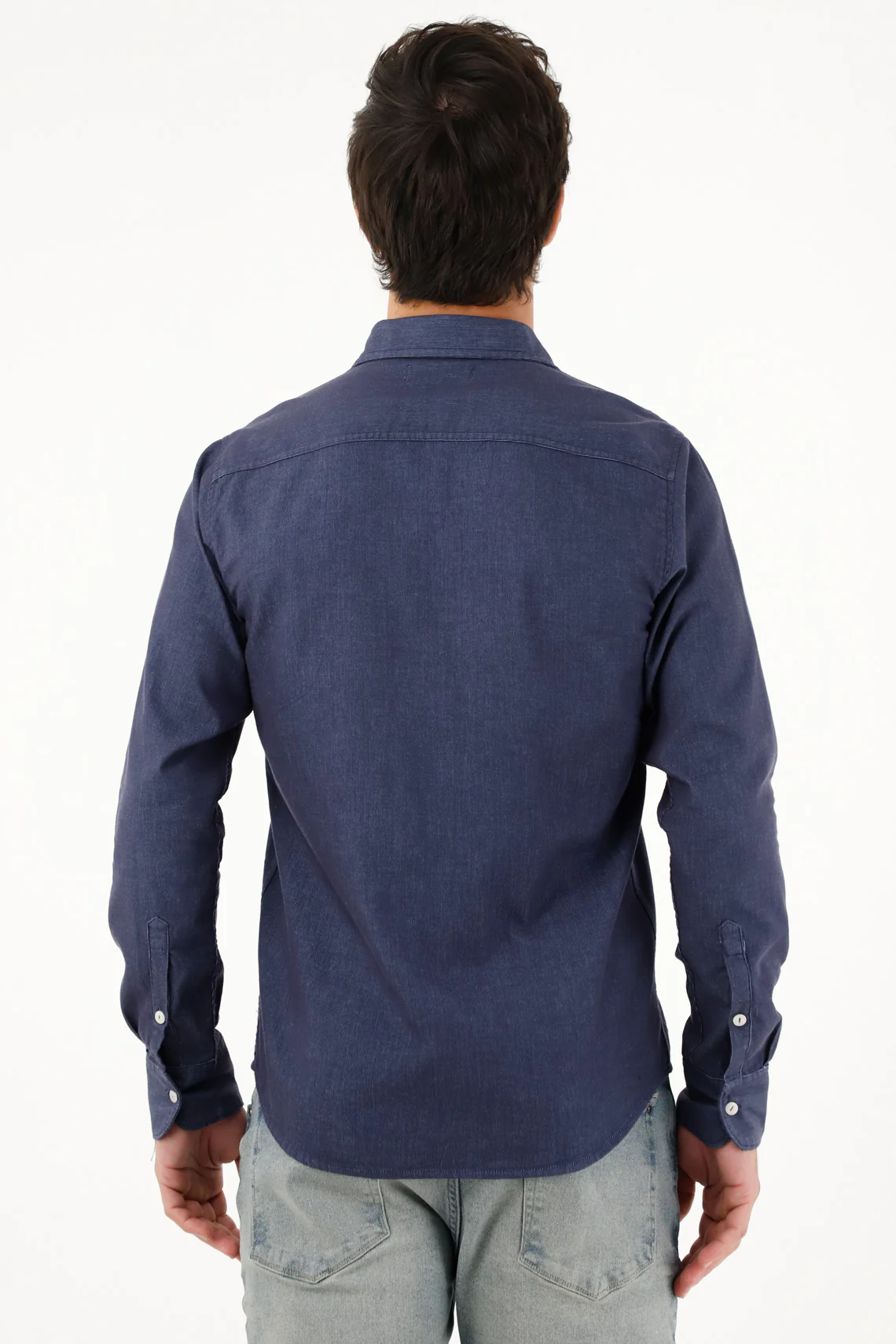 Dark Blue Regular Fit Pre-Dyed Shirt for Men - Image 4