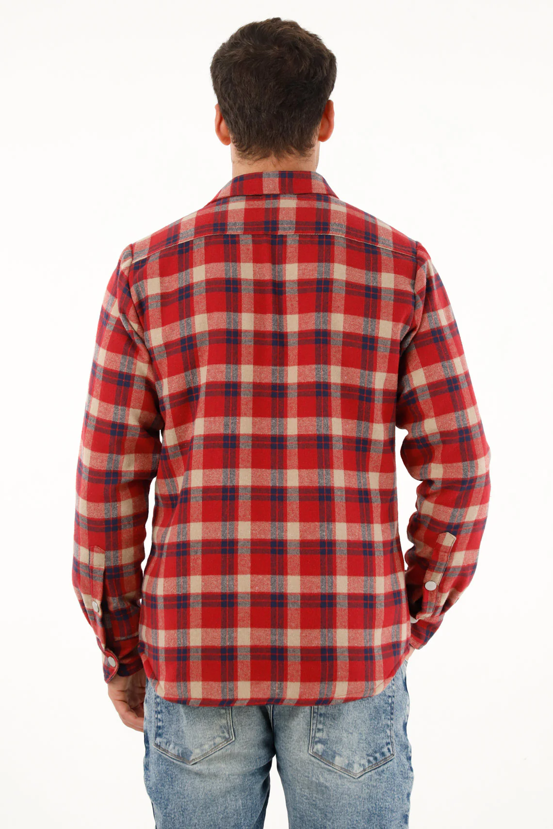 Men's Flannel Checkered Shirt with Sherpa Lining - Image 5