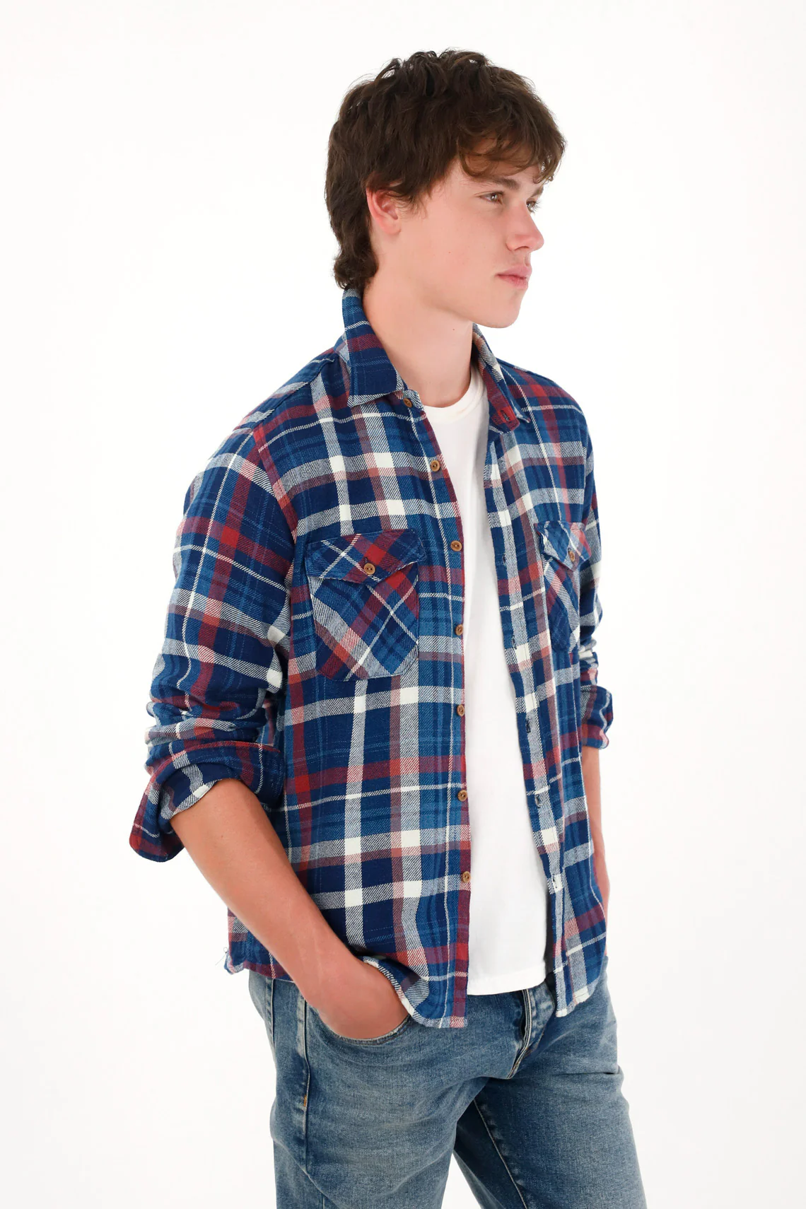 Men's Multicolor Plaid Long Sleeve Shirt - Image 2