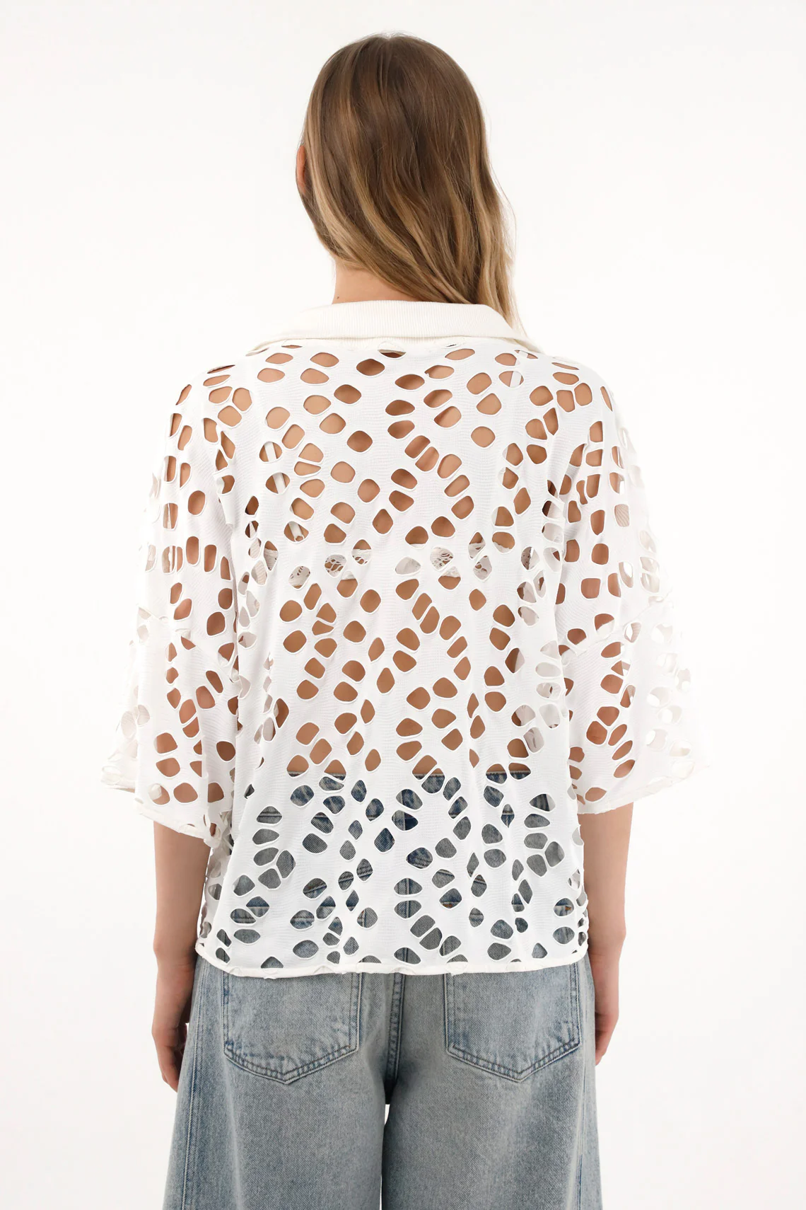 Women's cream knitted shirt - Image 4