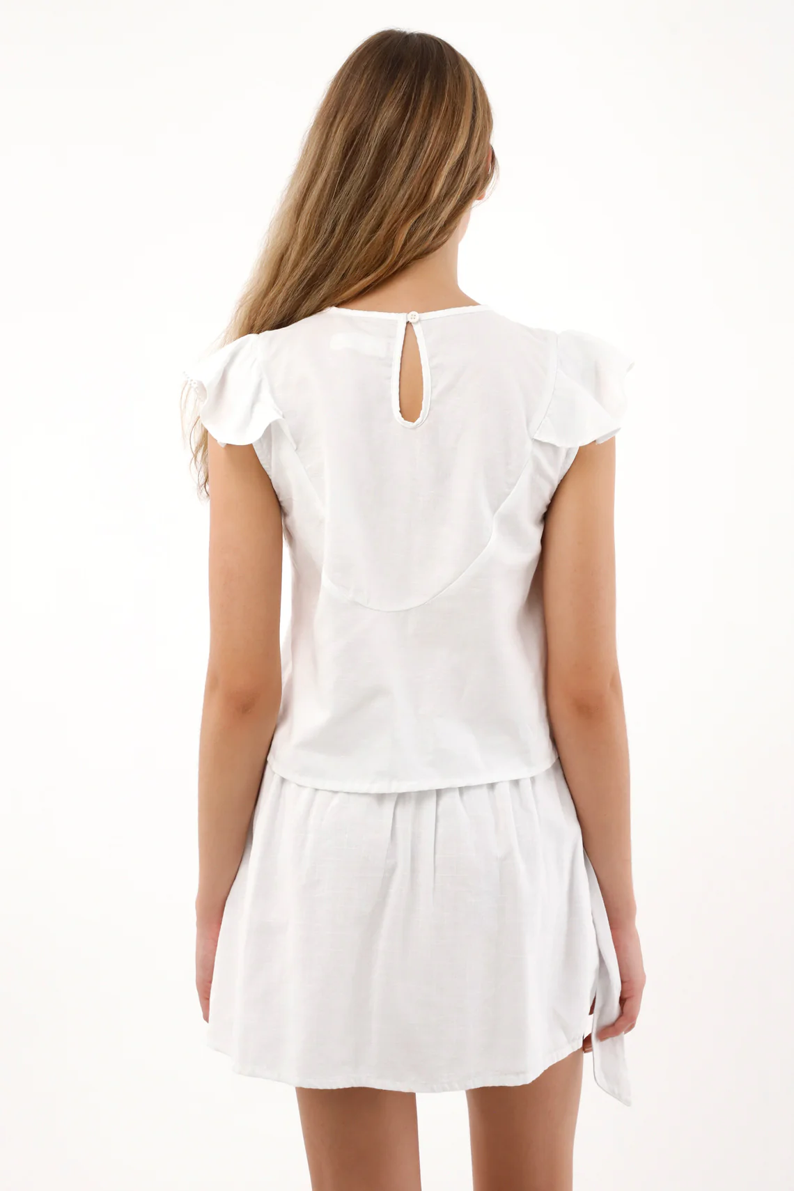 Women's White Sleeveless Shirt with Bolero and Embroidery - Image 4