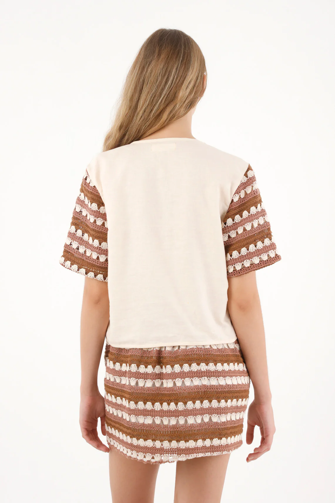 Women's Short Sleeve Crude Fabric Blend Shirt - Image 4