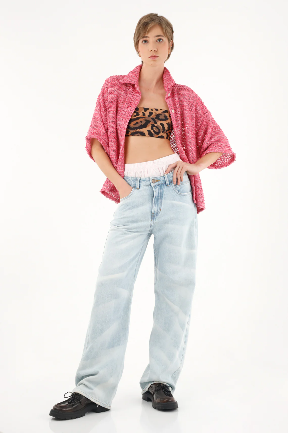 Women's pink tweed shirt