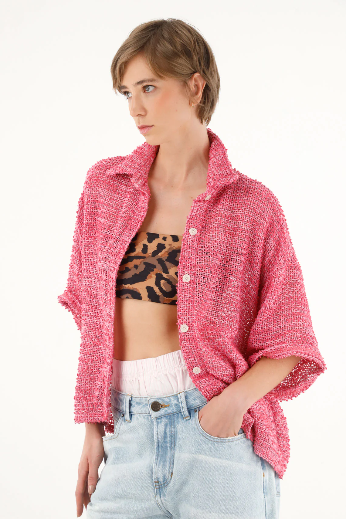 Women's pink tweed shirt - Image 3