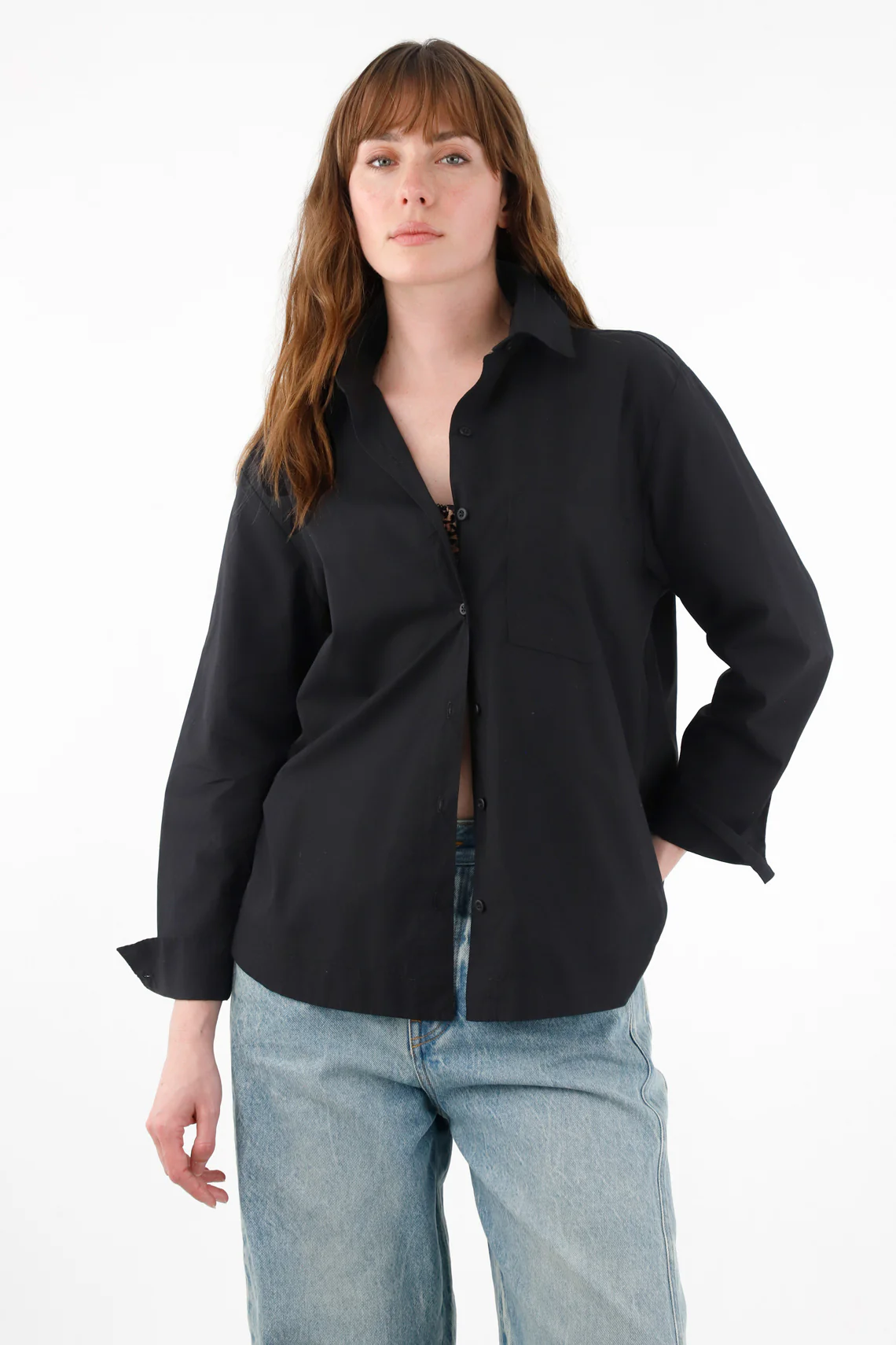 Women's Black 100% Cotton Oversized Shirt