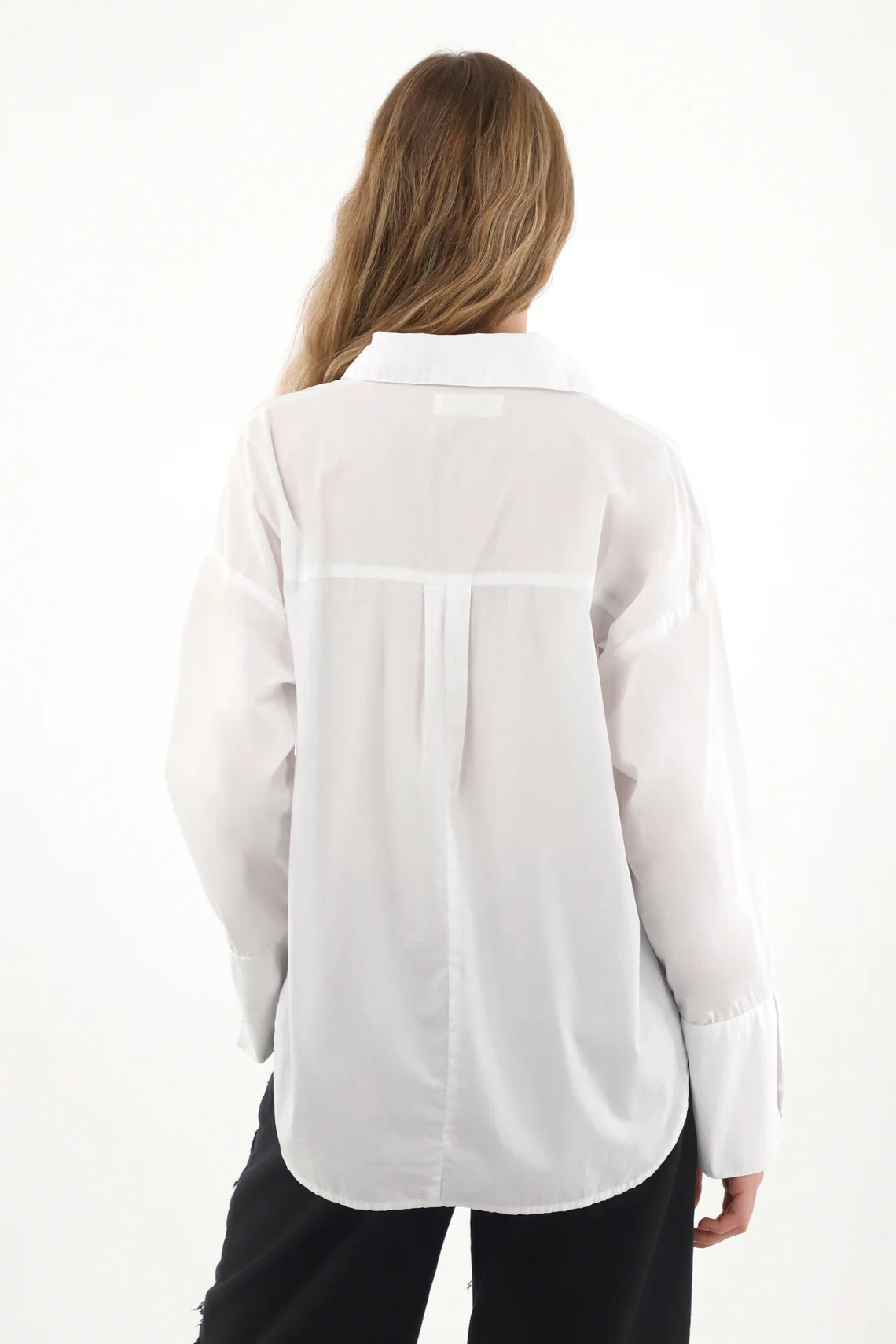 White Oversized Long Sleeve Shirt for Women - Image 2