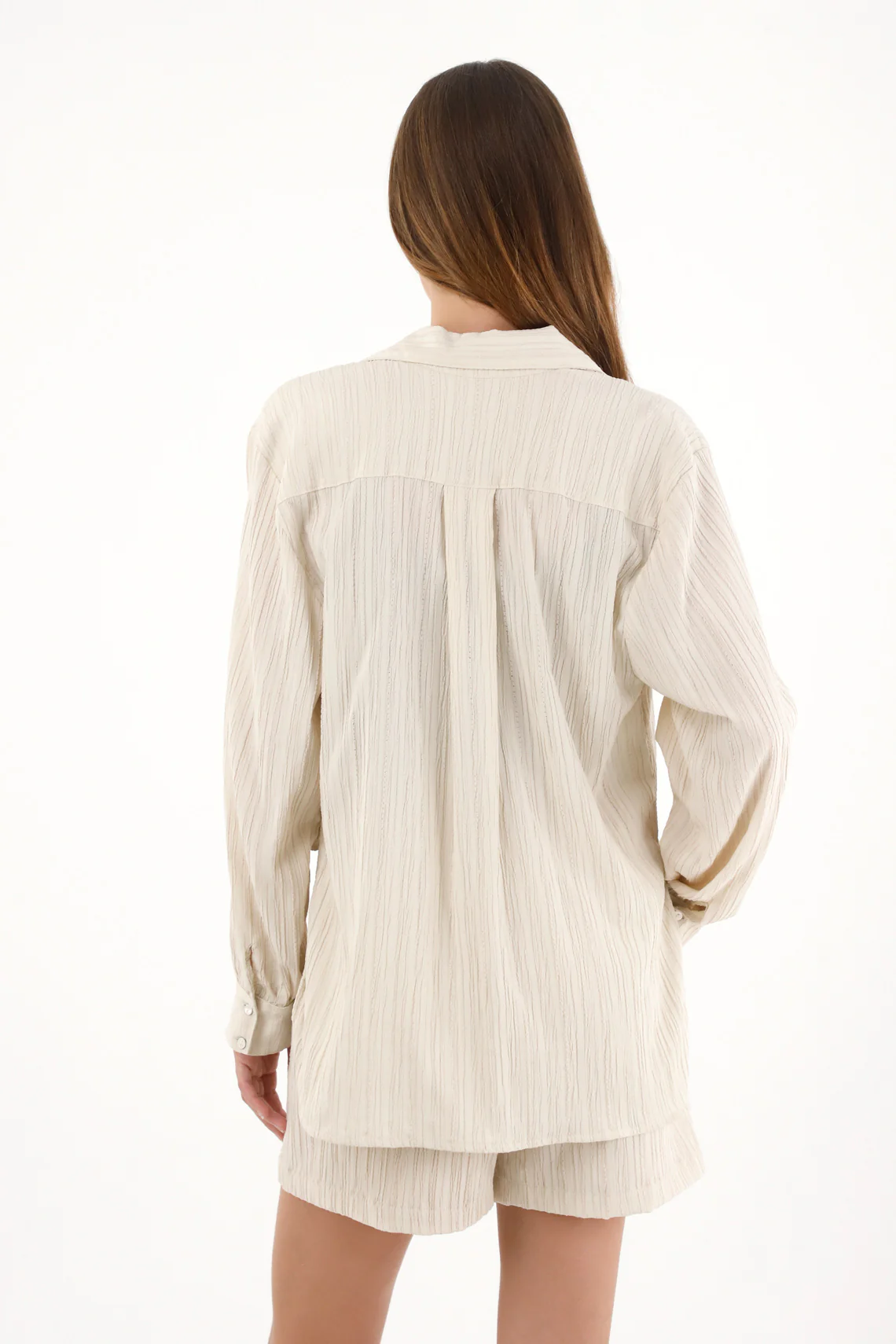 Textured Gray Long Sleeve Shirt for Women - Image 4