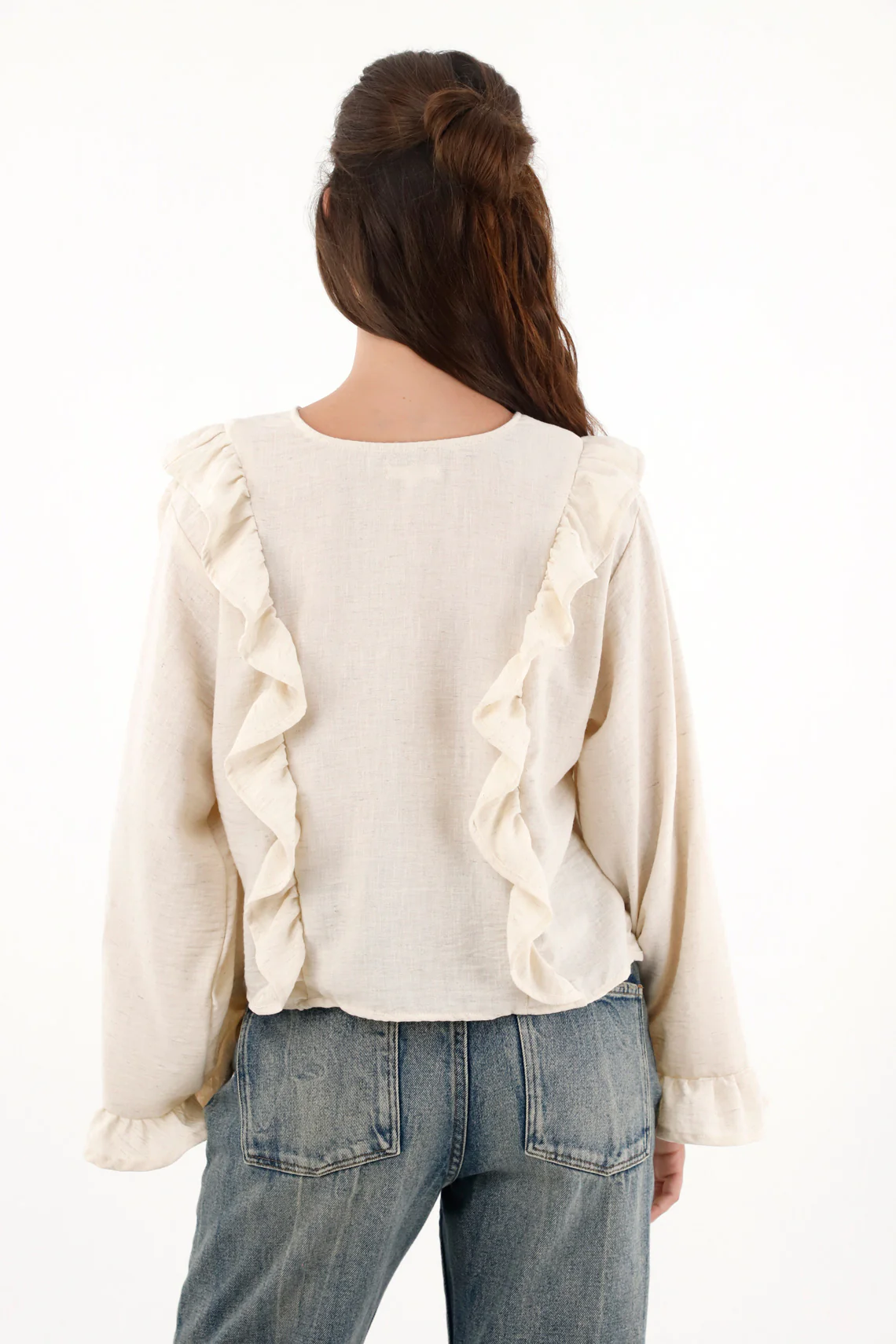 Women's Cream Ruffled Blouse - Image 4