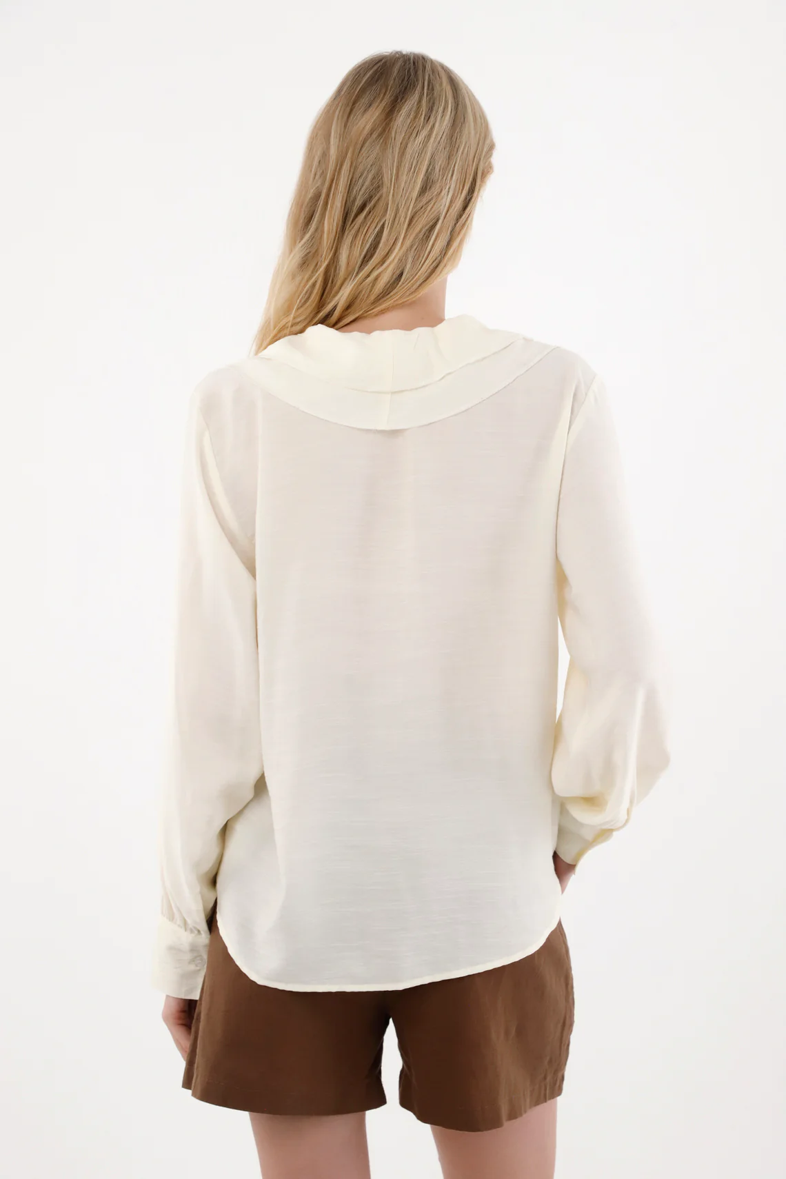 Women's Cream V-Neck Blouse with Ruffles - Image 5