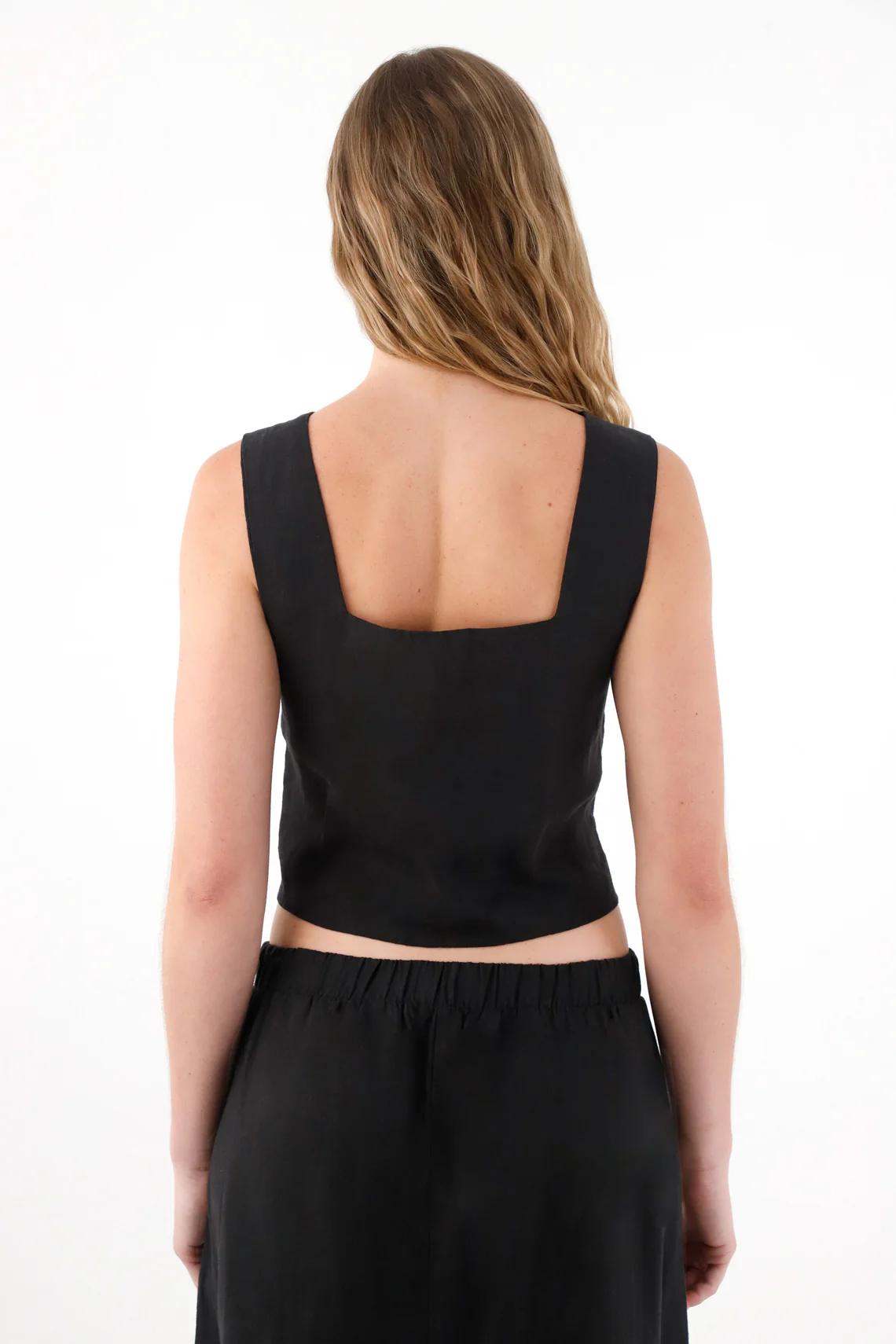 Black 100% Linen Corset Shirt for Women - Image 4