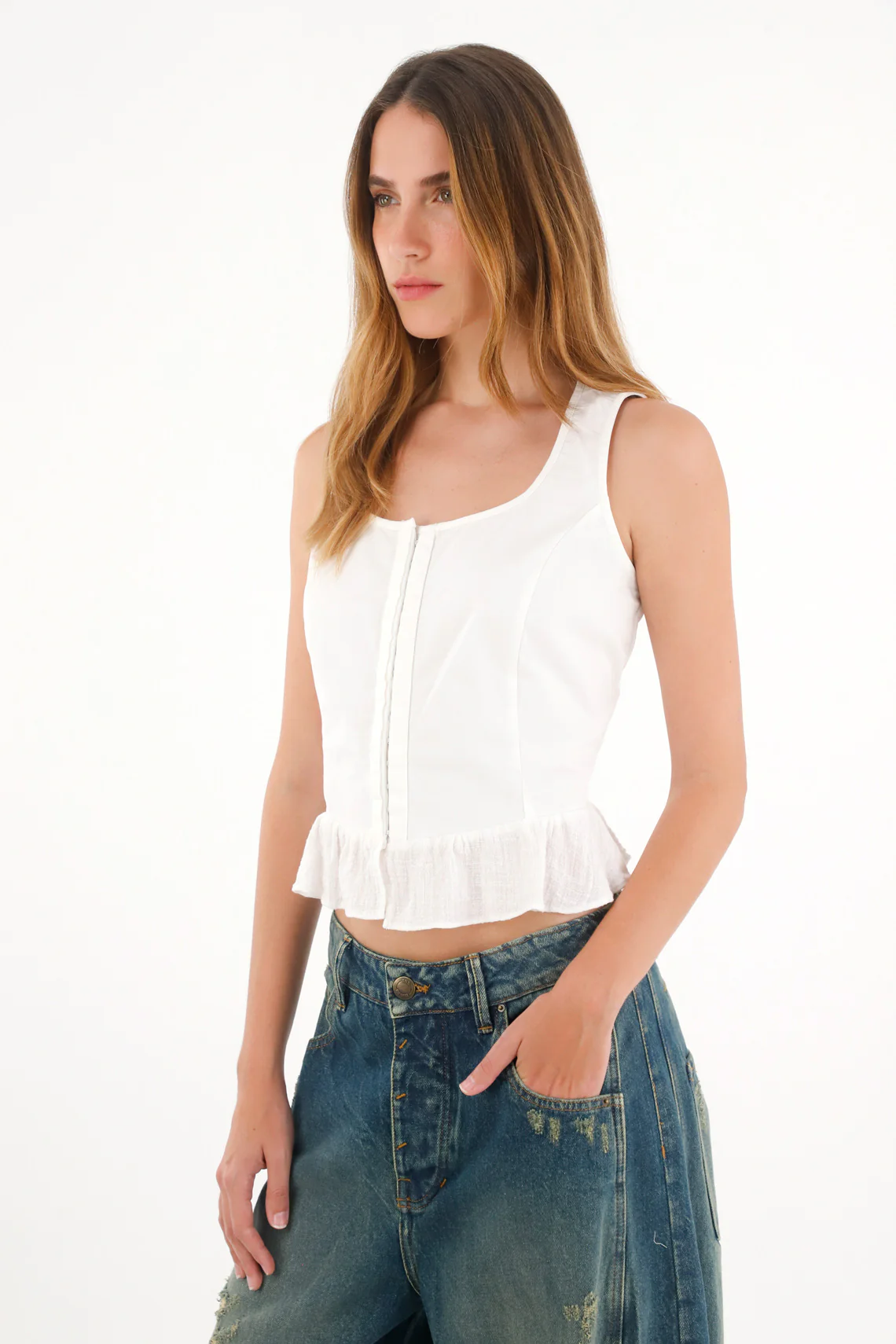 Women's Raw Bolero Sleeveless Top - Image 3