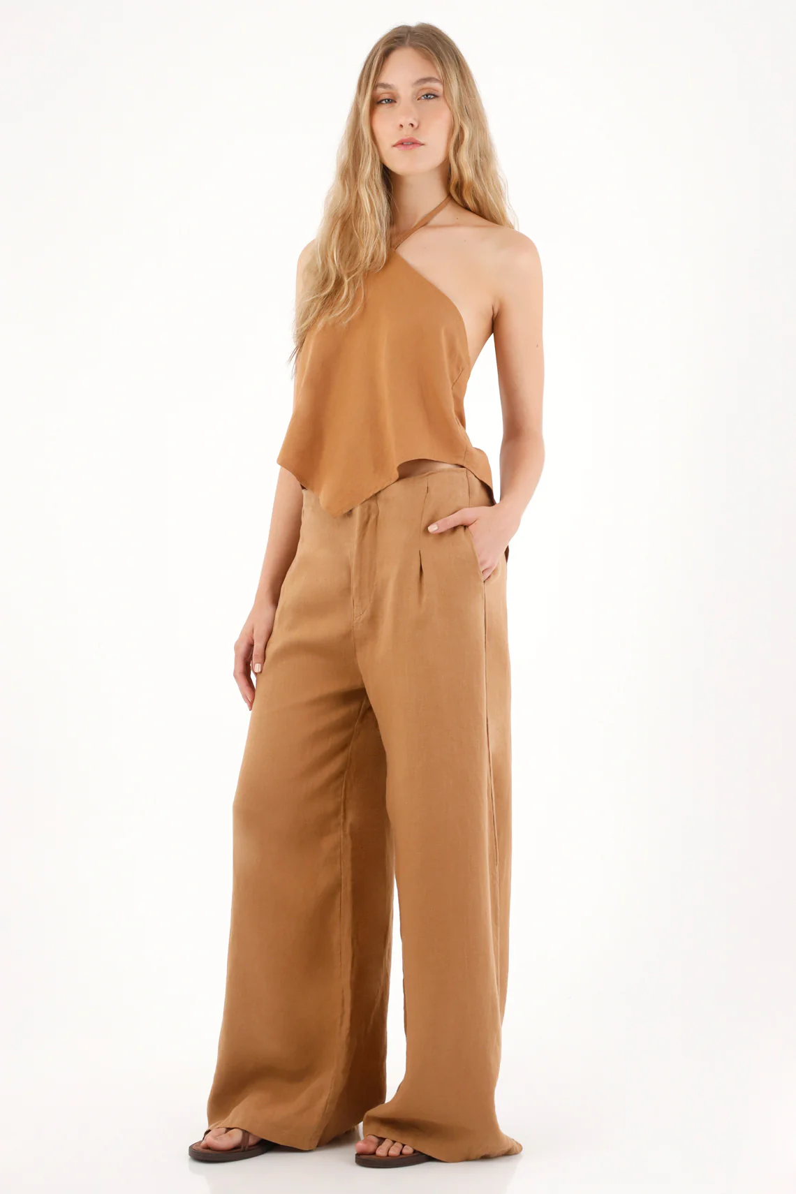 Women's Brown Halter Neck Top - Image 2