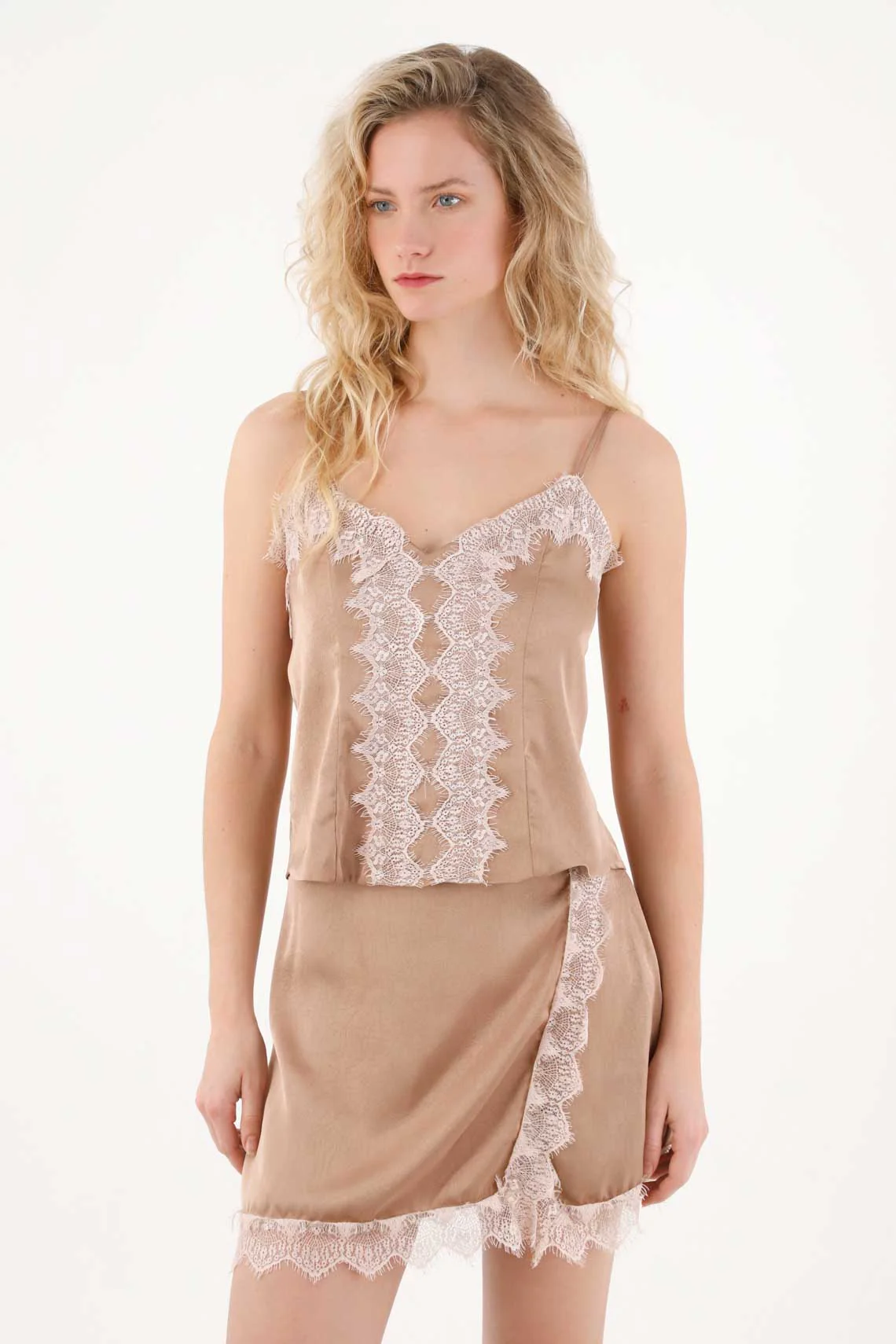 Camisole with Brown Lace for Women - Image 2