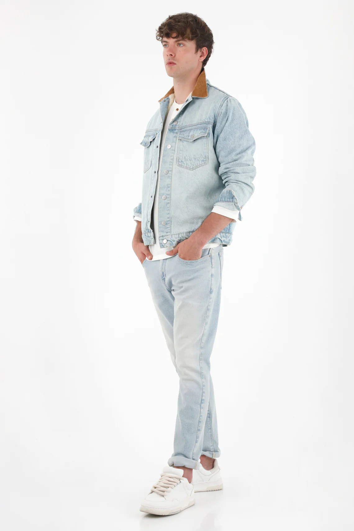 Corduroy Collar Trucker Jacket for Men - Image 2