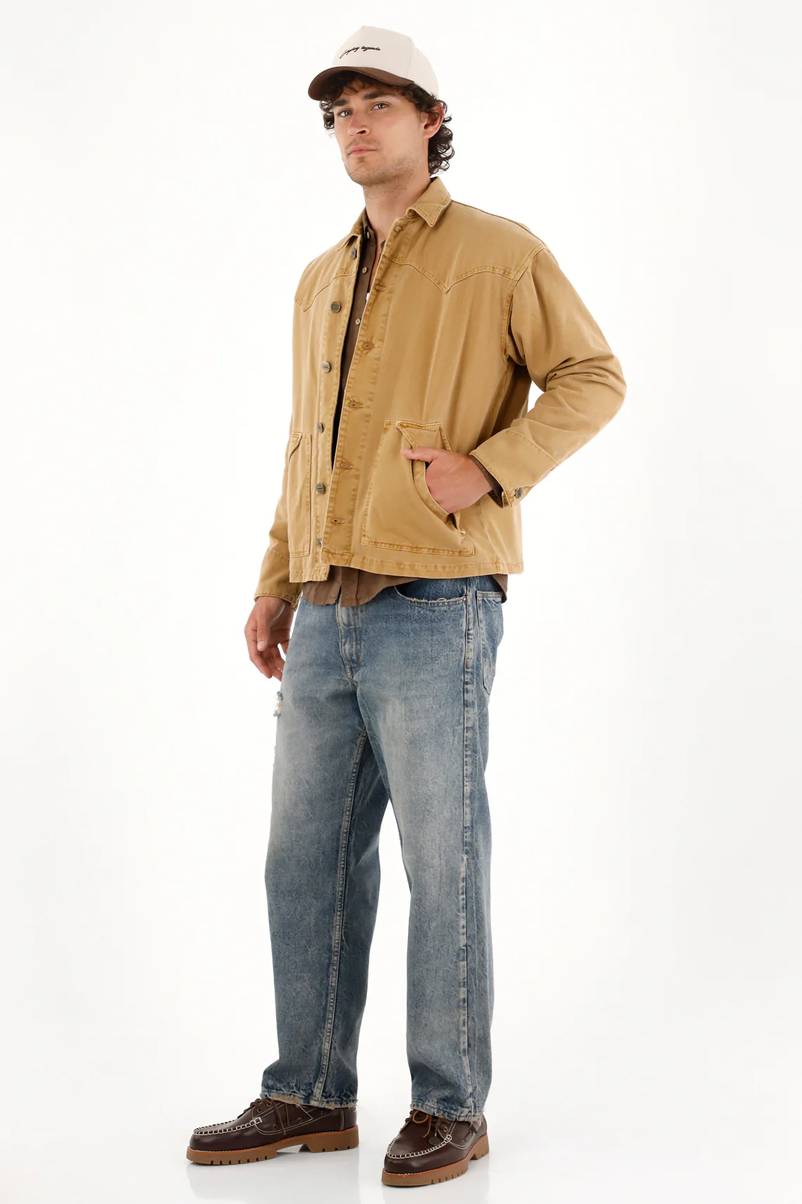 Brown Denim Jacket for Men - Image 4