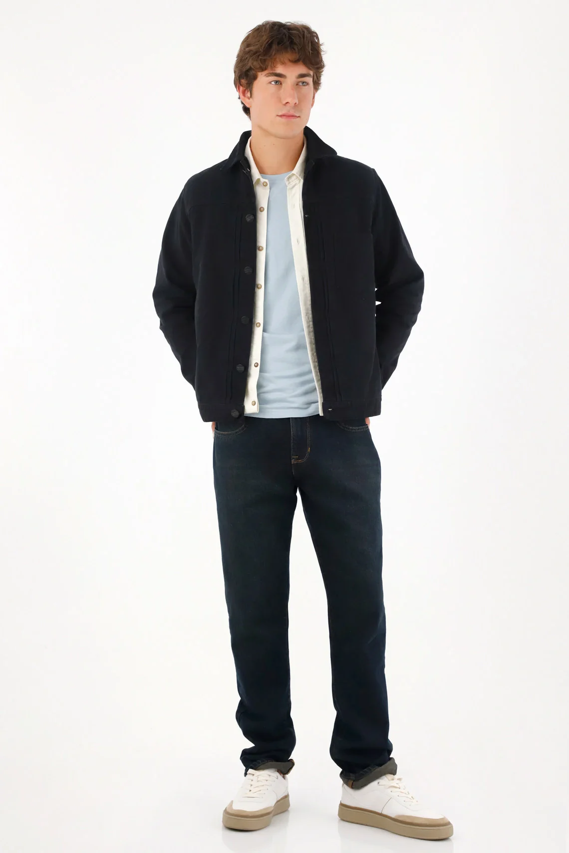 Men's Black Denim Trucker Coat