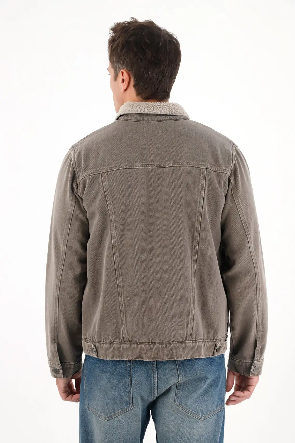 Men's Gray Denim Trucker Jacket - Image 5