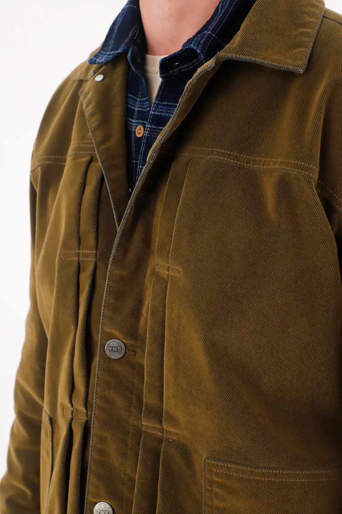 Brown Velvet Denim Jacket for Men - Image 3