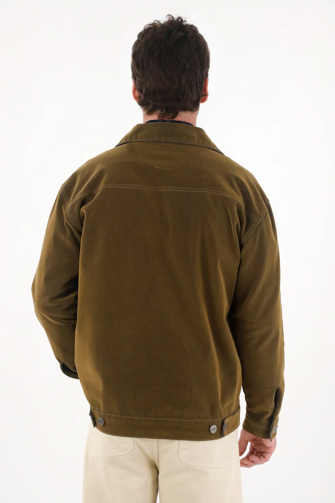 Brown Velvet Denim Jacket for Men - Image 5