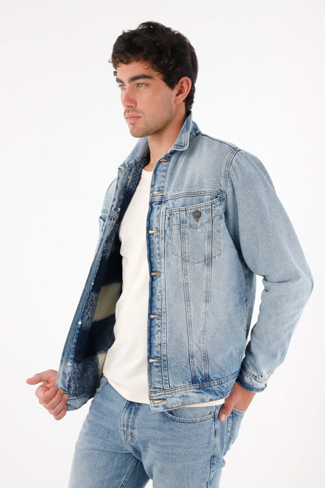 Blue Trucker Jacket for Men - Image 3